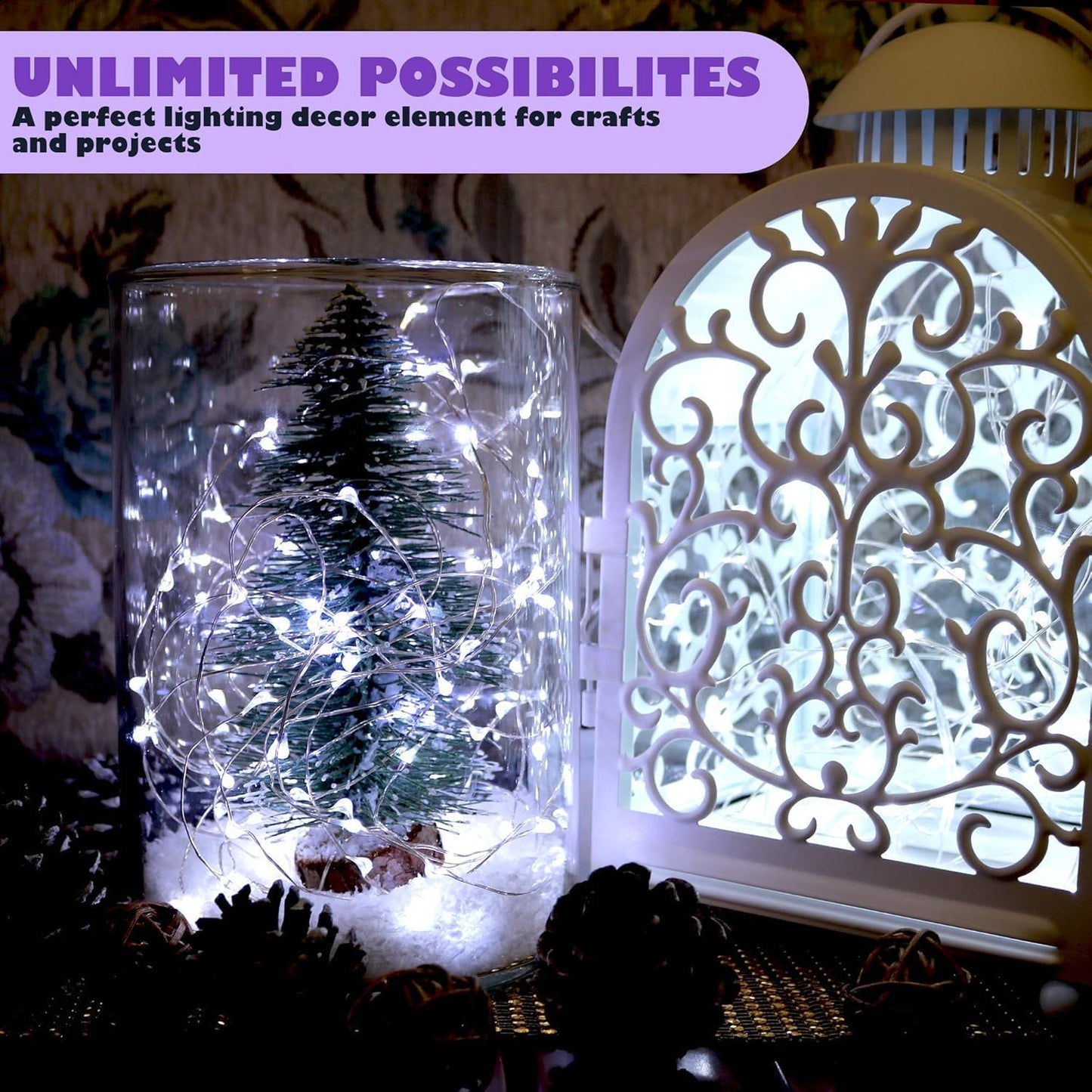 OakHaomie 6 Pack 10ft(3m) LED Starry String Lights 30 Micro LEDs on Silvery Copper Wire,2pcs CR2032 Batteries Required and Included, for DIY Wedding Centerpiece Table Decorations (Cool White)