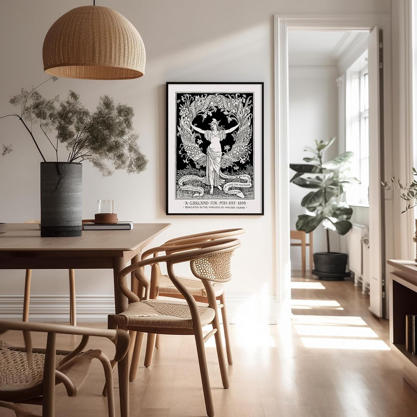 Poster Master Vintage Walter Crane Poster - Retro A Garland for May Day Print - Socialist Art - Gift for Him, Her, Men, Women - Wall Decor for Home, Office, Living Room - 8x10 UNFRAMED Wall Art