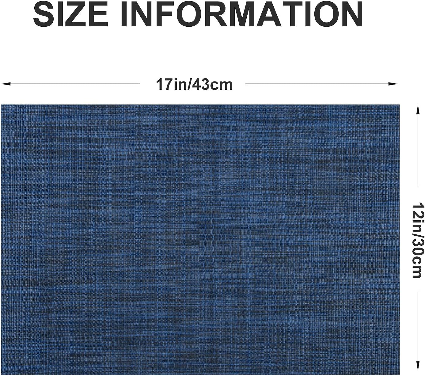 Vinyl Placemats Set of 6, PVC Woven Washable Non-Slip Table Mats, Heat Resistant Wrinkle Free Place Mats for Dining Table, Easy to Clean (6, Navy Blue)