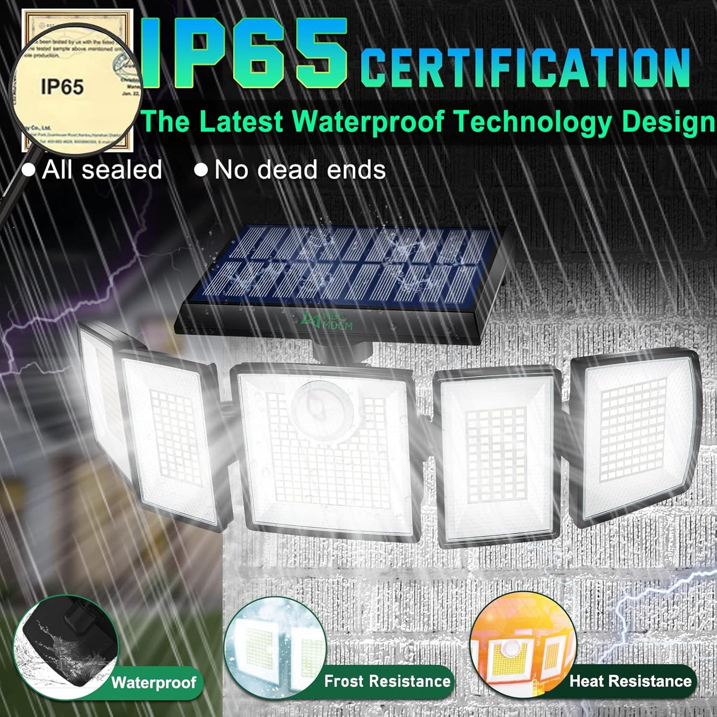 Solar Outdoor Lights Motion Sensor Waterproof - 416 LEDs 3000 Lumens Super Bright Solar Flood Security Light for Porch Yard Patio Garage, 3 Brightness 3 Modes (1 Pack 416LEDs)
