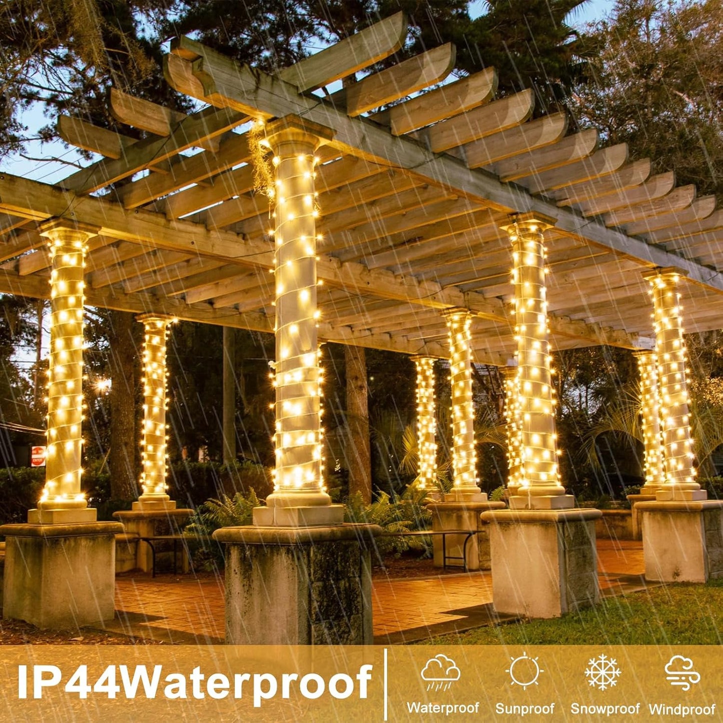 40ft 120 LED Christmas Lights Outdoor, Warm White Christmas String Lights Indoor 8 Modes Clear Wire, Connectable Twinkle Fairy Lights Plug in for Bedroom Wedding Tree Christmas Decorations