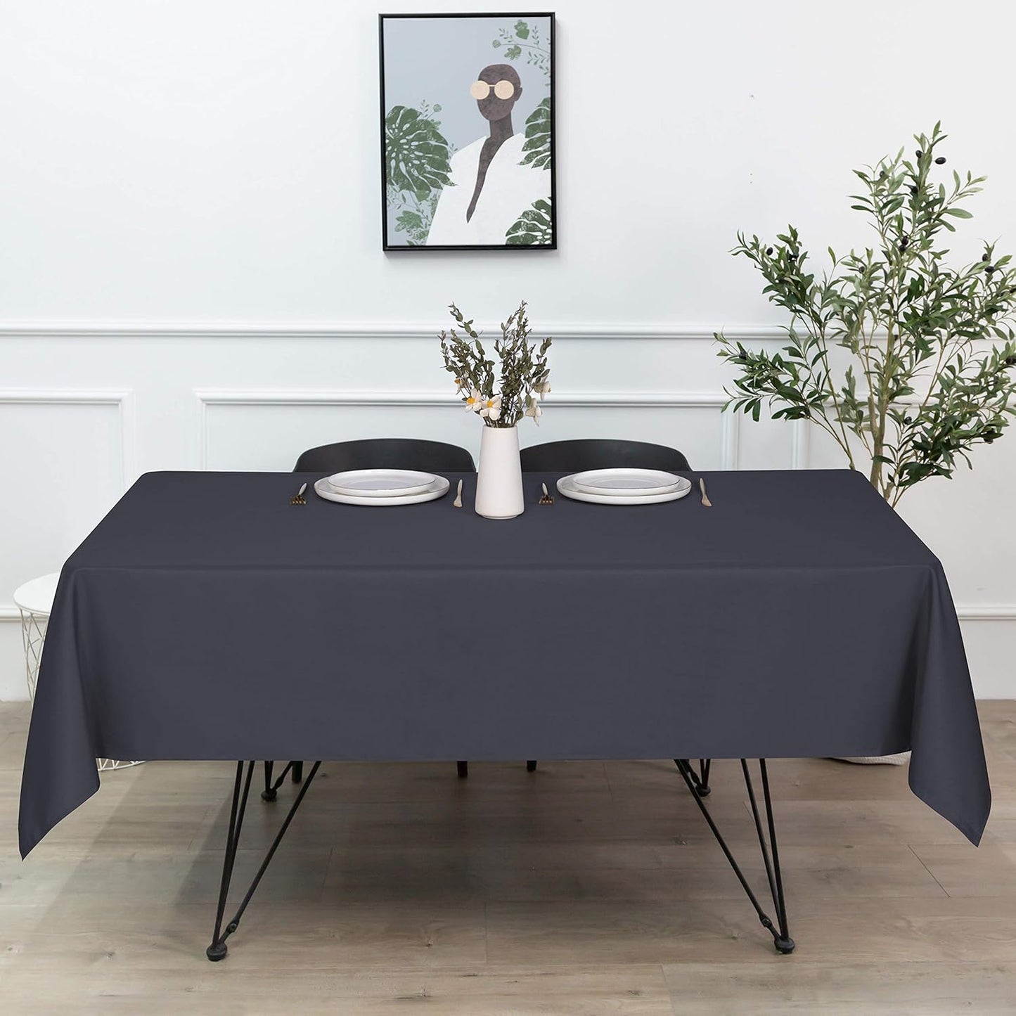 sancua Square Tablecloth - 70 x 70 Inch - Water Resistant Spill Proof Washable Polyester Table Cloth, Decorative Fabric Table Cover for Dining Tables, Buffet Parties and Camping, Grey