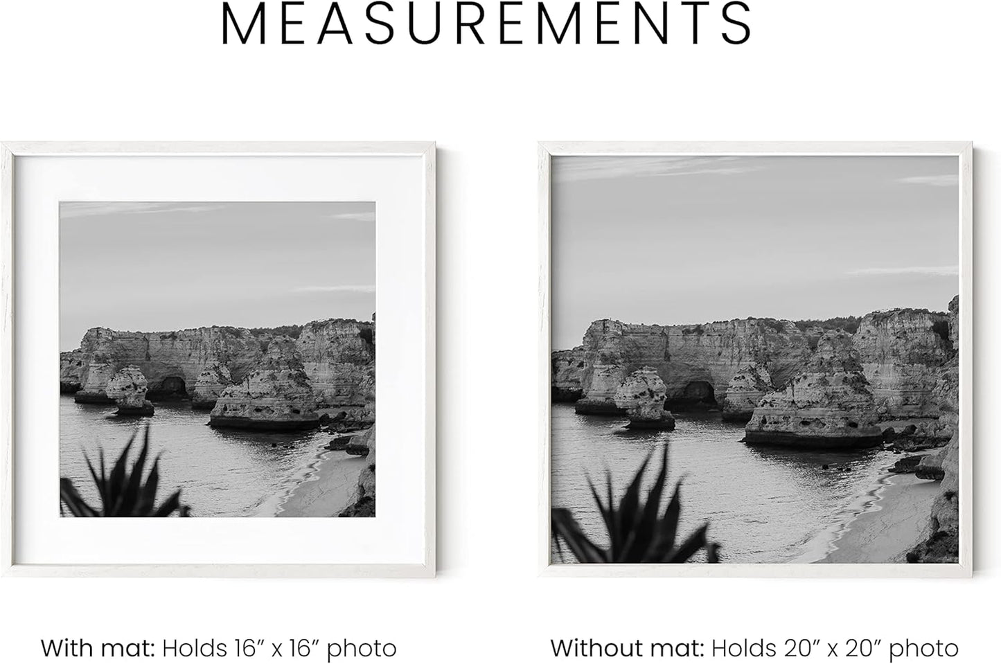 HAUS AND HUES 20x20 Square Picture Frames Set of 25 - Oak Wood Frames with Plexiglass, White