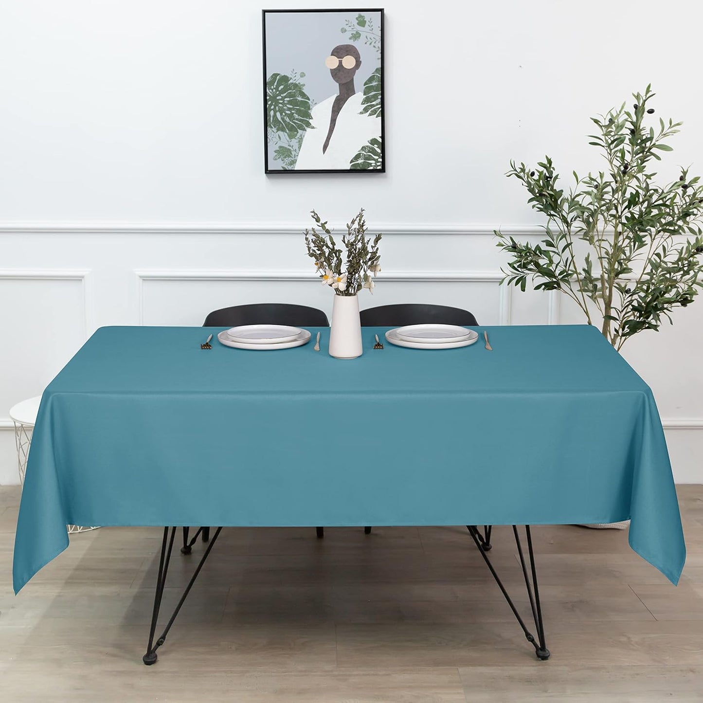 sancua Square Tablecloth - 70 x 70 Inch - Stain and Wrinkle Resistant Washable Polyester Table Cloth, Decorative Fabric Table Cover for Dining Tables, Buffet Parties and Camping, Teal