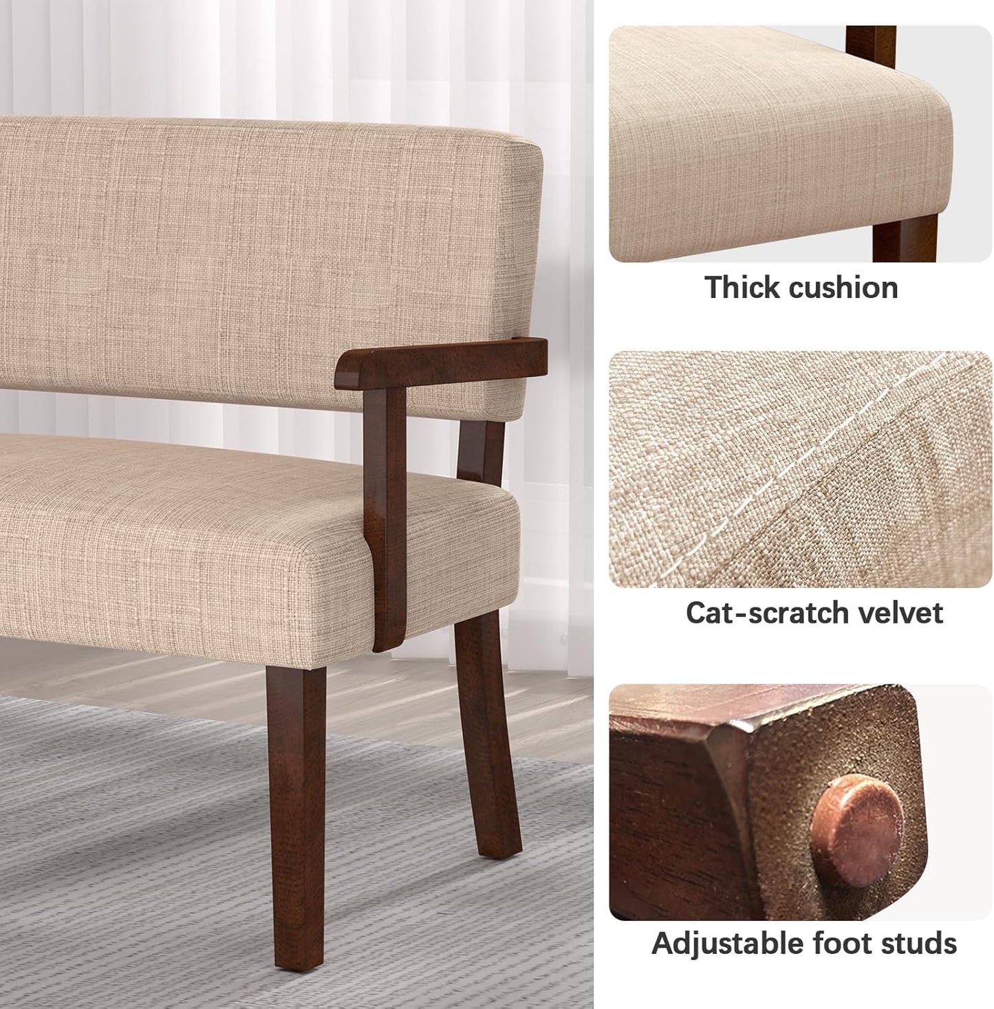 Accent Chair 2 Seat, Arm Chairs with Soft Seat and Armrests for Living Room, Love seat for Dining, Reading, and Waiting Rooms (Beige)