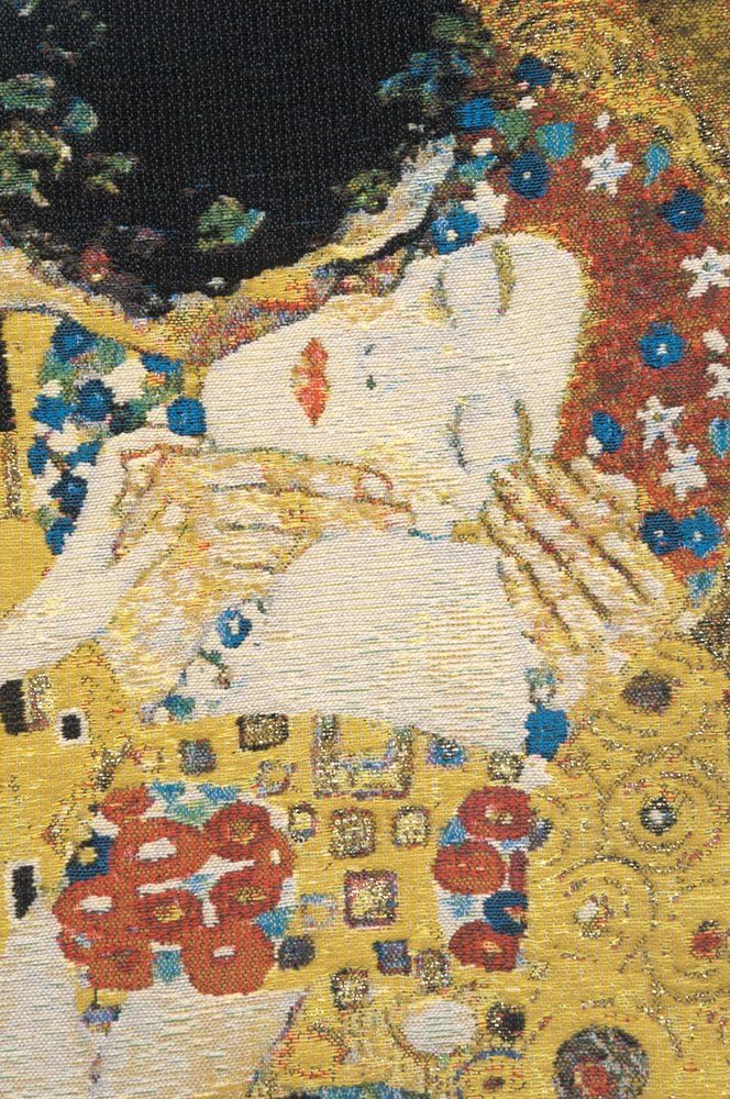 C Charlotte Home Furnishings Inc Kiss II Belgian Cushion Cover | Pure Cotton Decorative Cushion Case | Cushion Cover for Indoor Use | 17x17 Inch Cushion Cover for Living Room I by Gustav Klimt