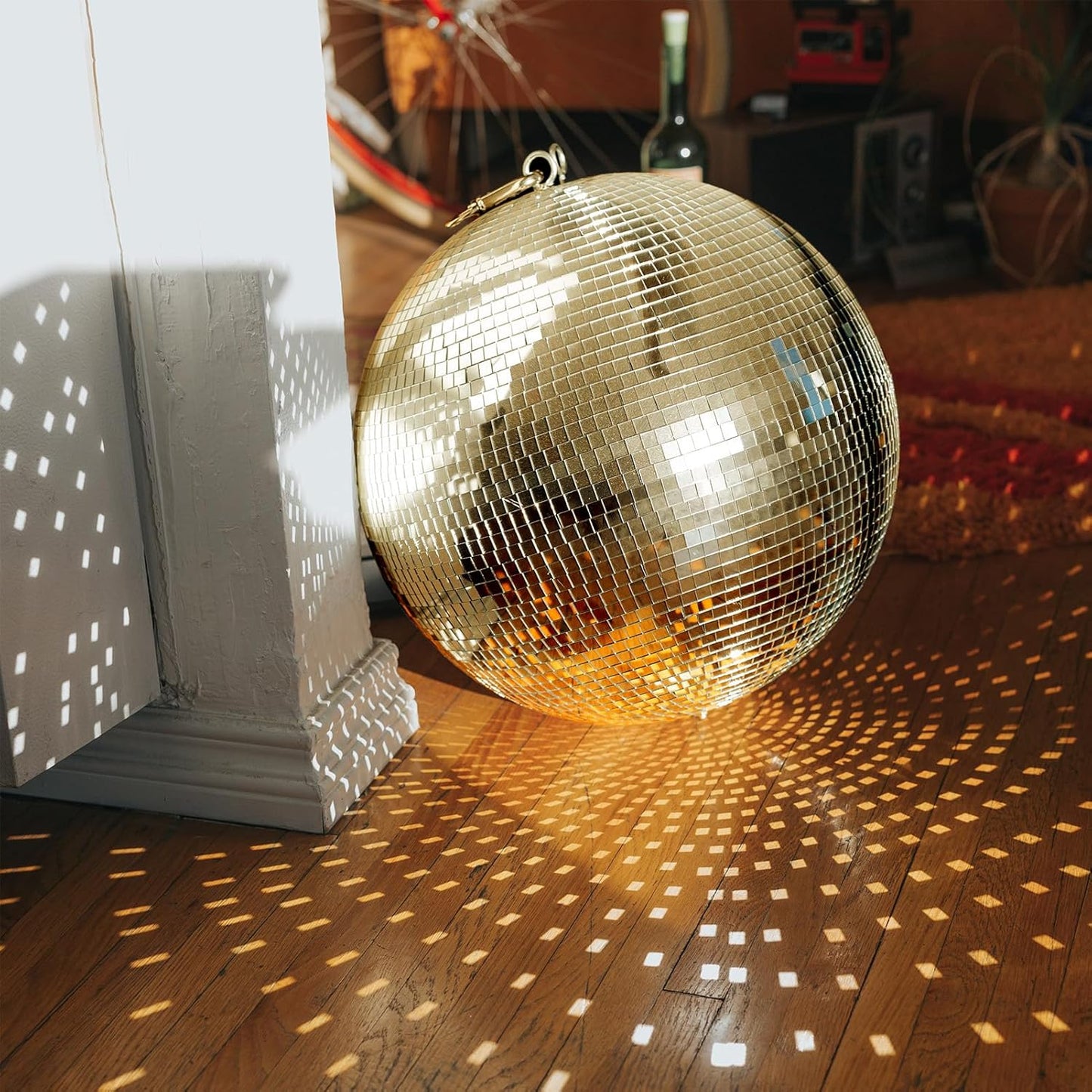 Art3dwallpanels 6 Pack Self-Adhesive Glass Mirror Mosaic Tiles 2364 Pieces Small Square Mirror Tiles Sticker for DIY Craft Decoration, Disco Ball Gold