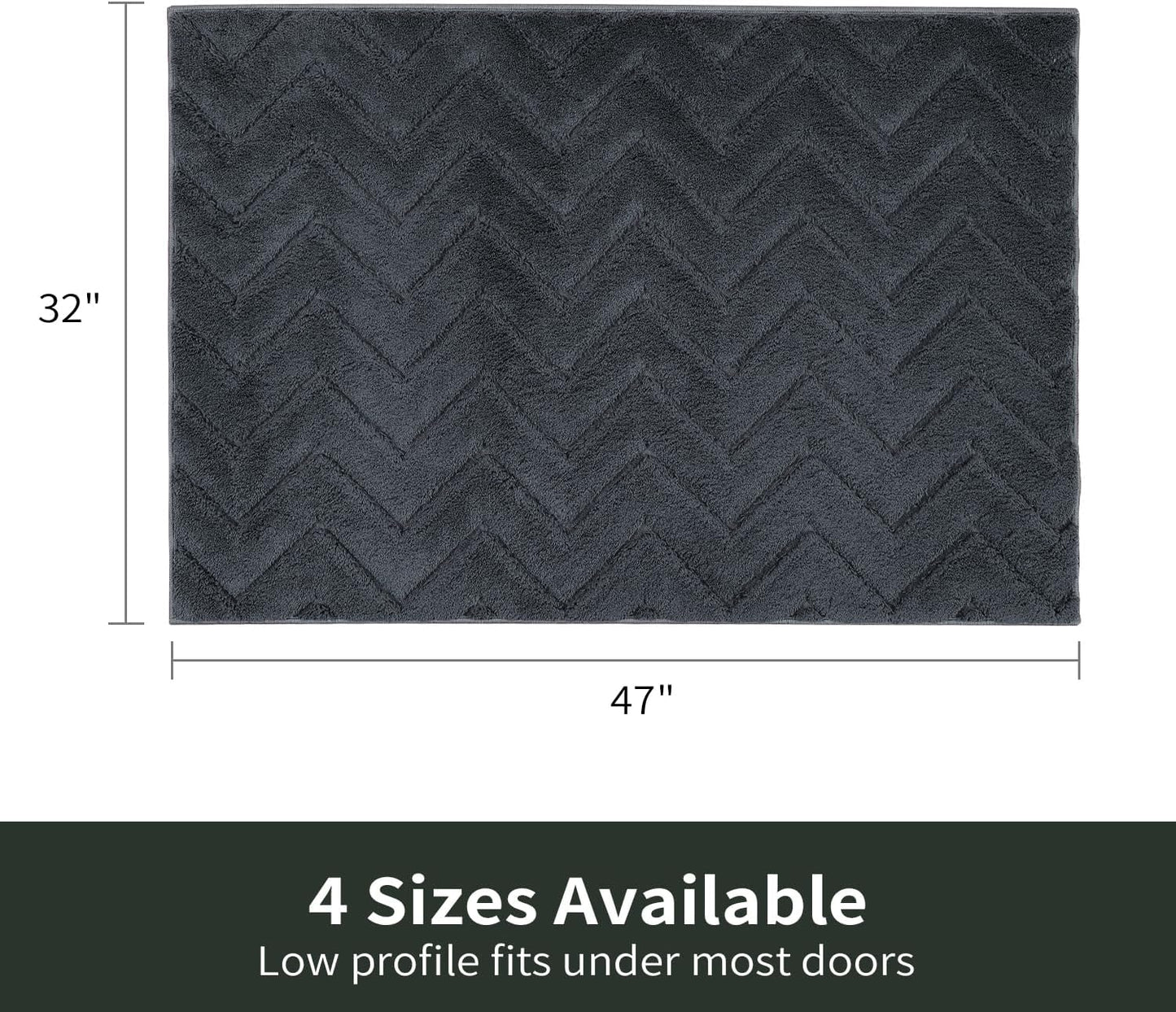 Stiio Dirt Trapper Door Mat 32x47 Inches, Front Doormat Indoor Outdoor Entrance Low Pile, All-Season, All-Weather Absorbent Entry Rug, Washable Non Slip Rug for Entryway, Dark Grey