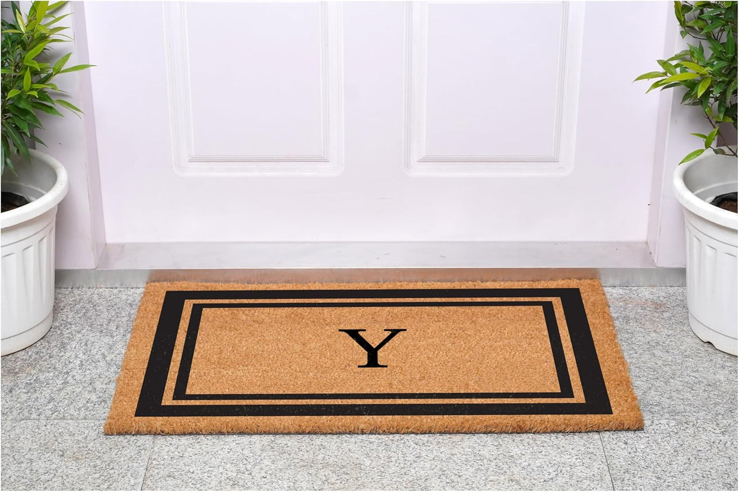 Calloway Mills 152961830Y Black Border 18" x 30" Monogram Doormat, (Letter Y)