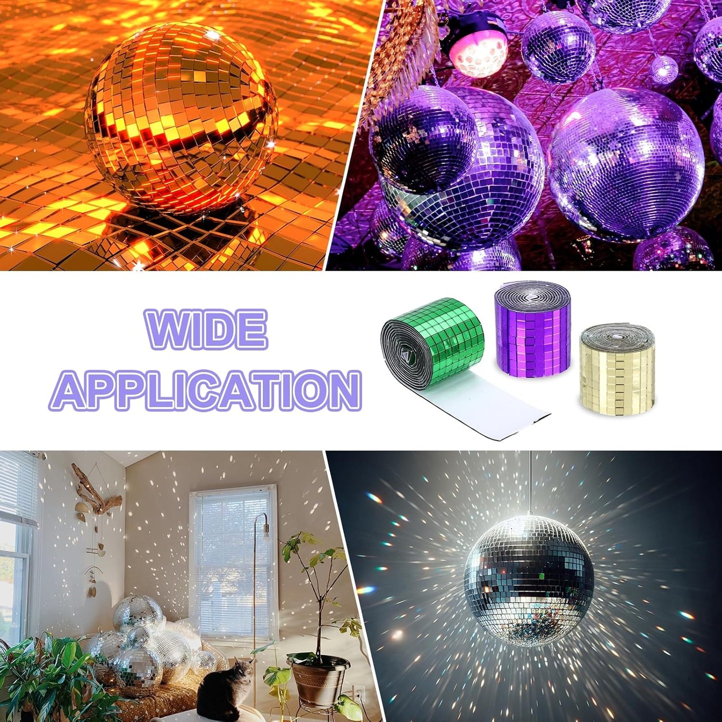 MECCANIXITY Self Adhesive Glass Mirror Mosaic Tiles 3200 Pcs 5 x 5 mm Disco Tiles for Craft Decoration Glass Mirror Disco Ball Green 2 Pcs