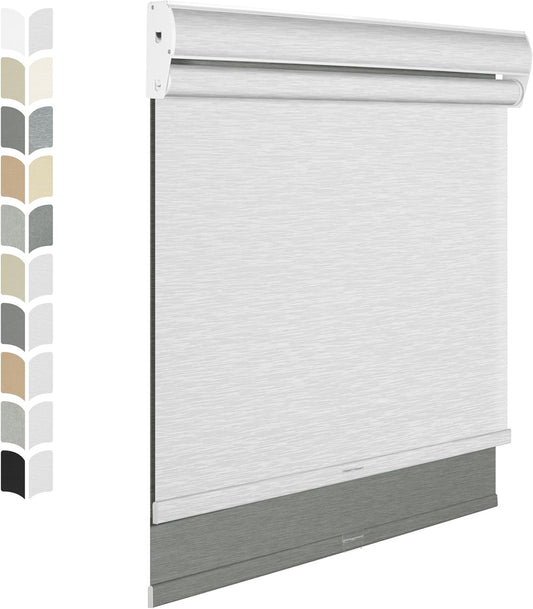 BERISSA Cordless Dual Roller Shades with Cassette Valance, Double Window Shades Blackout and Light Filtering, Day and Night for Home Office Door. Grey and White. 76 W x 86" H