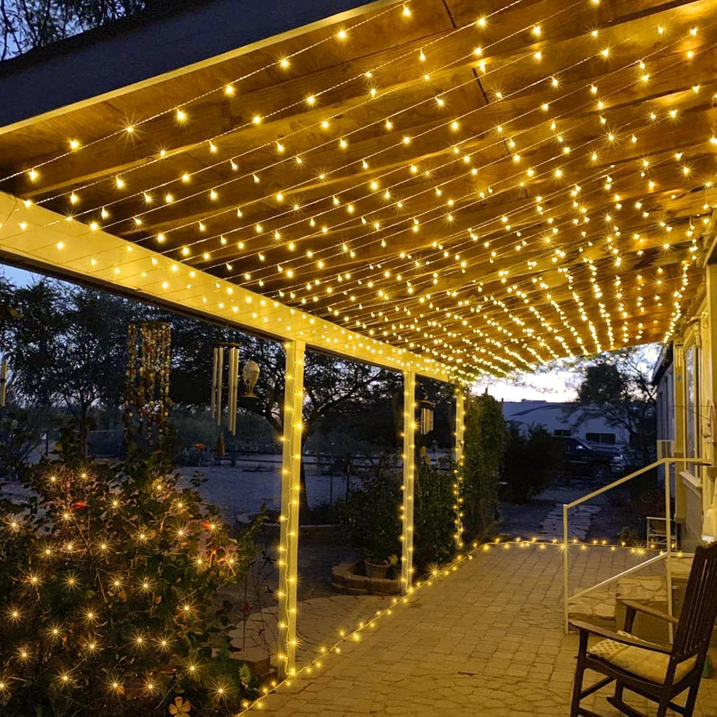 197FT 600 LED Christmas Lights Outdoor, Warm White Christmas Lights Indoor 8 Modes Clear Wire, Plug in Twinkle Fairy String Light for Outside Bedroom Wedding Xmas Tree Party Decorations