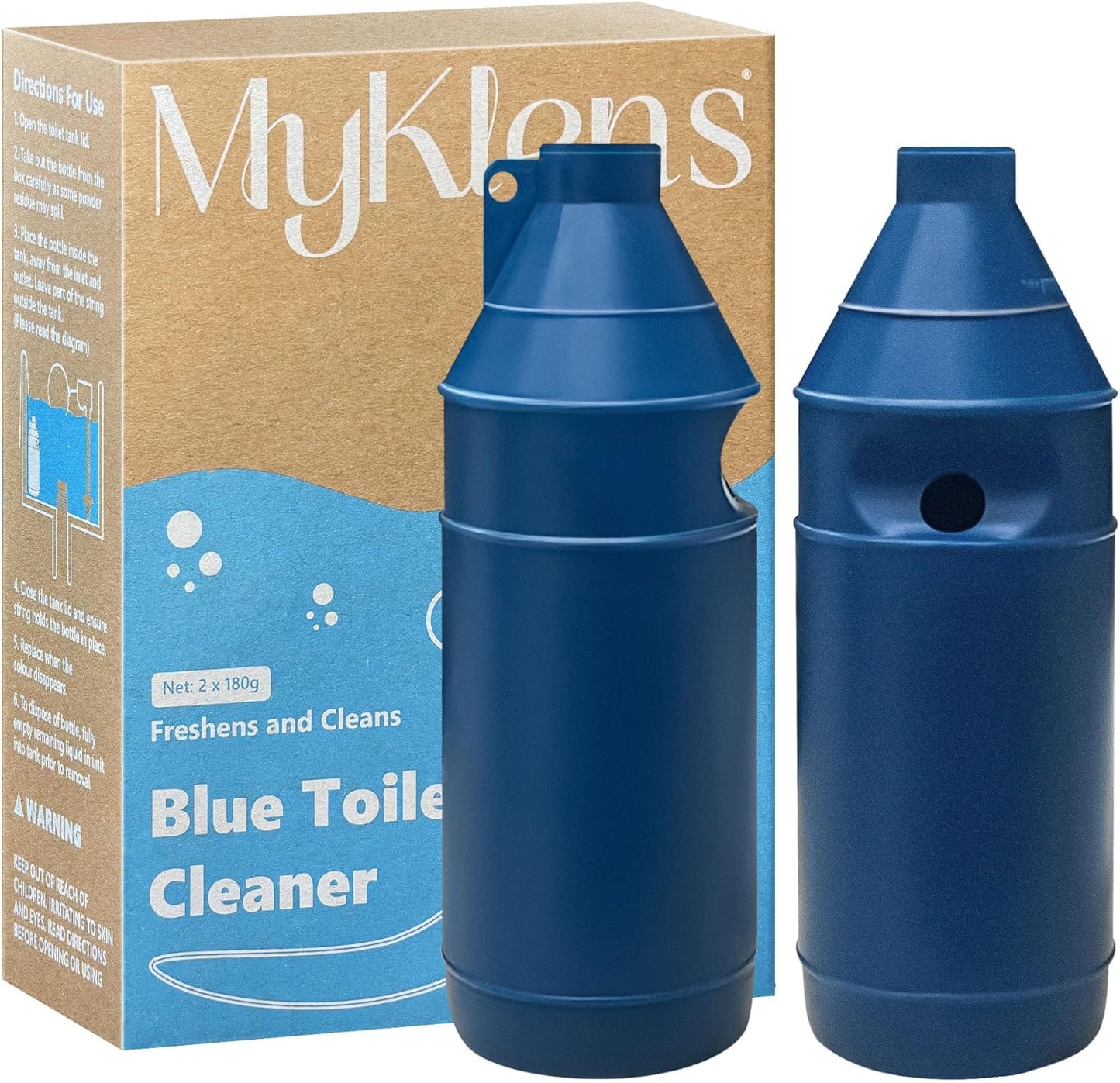 Toilet Bowl Cleaner Bottle, Automatic Toilet Bowl Cleaner Tablets in Bottle, Easy to Use, Long-Lasting Effect Toilet Cleaners Drop in Tank, Blue, 2 Bottles