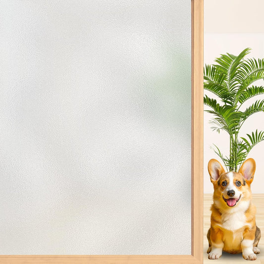 Niviy Etched Privacy Window Film Frosted Glass Static Cling Non Adhesive Window Frosting Film for Bathroom Home Office, 17.5 inch x 236 inch
