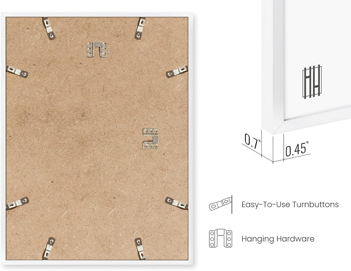 HAUS AND HUES 8.5x11 White Metal Picture Frames - Features Premium Aluminum, Shatterproof Plexiglass - Perfect for Diplomas, Documents, Certificates (8.5x11 in, White, Set of 3)