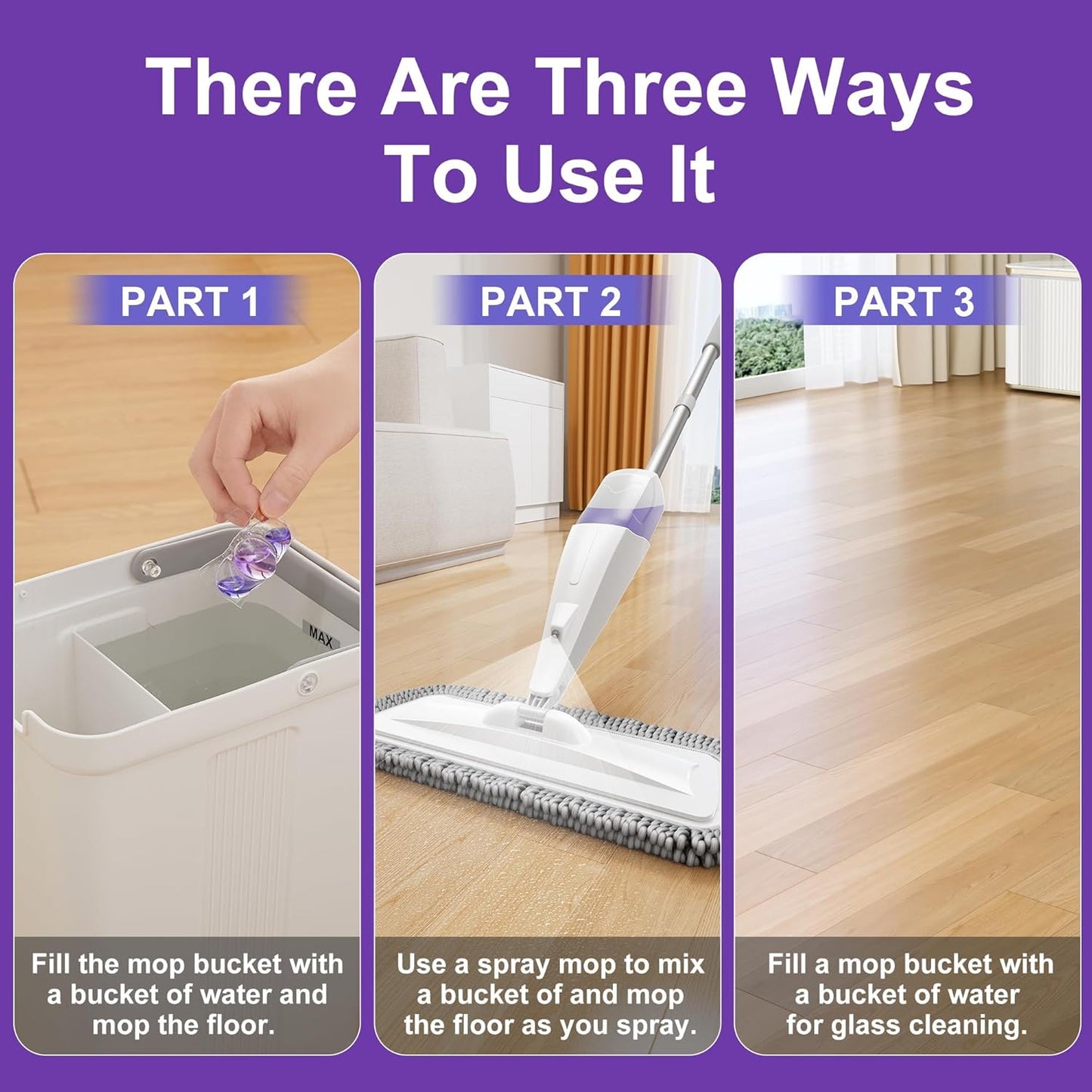 JOYMOOP Floor Cleaner for Mopping, 75 PCS Mopping Solution, Hardwood Floor Cleaner, Works Perfectly with Mop Bucket