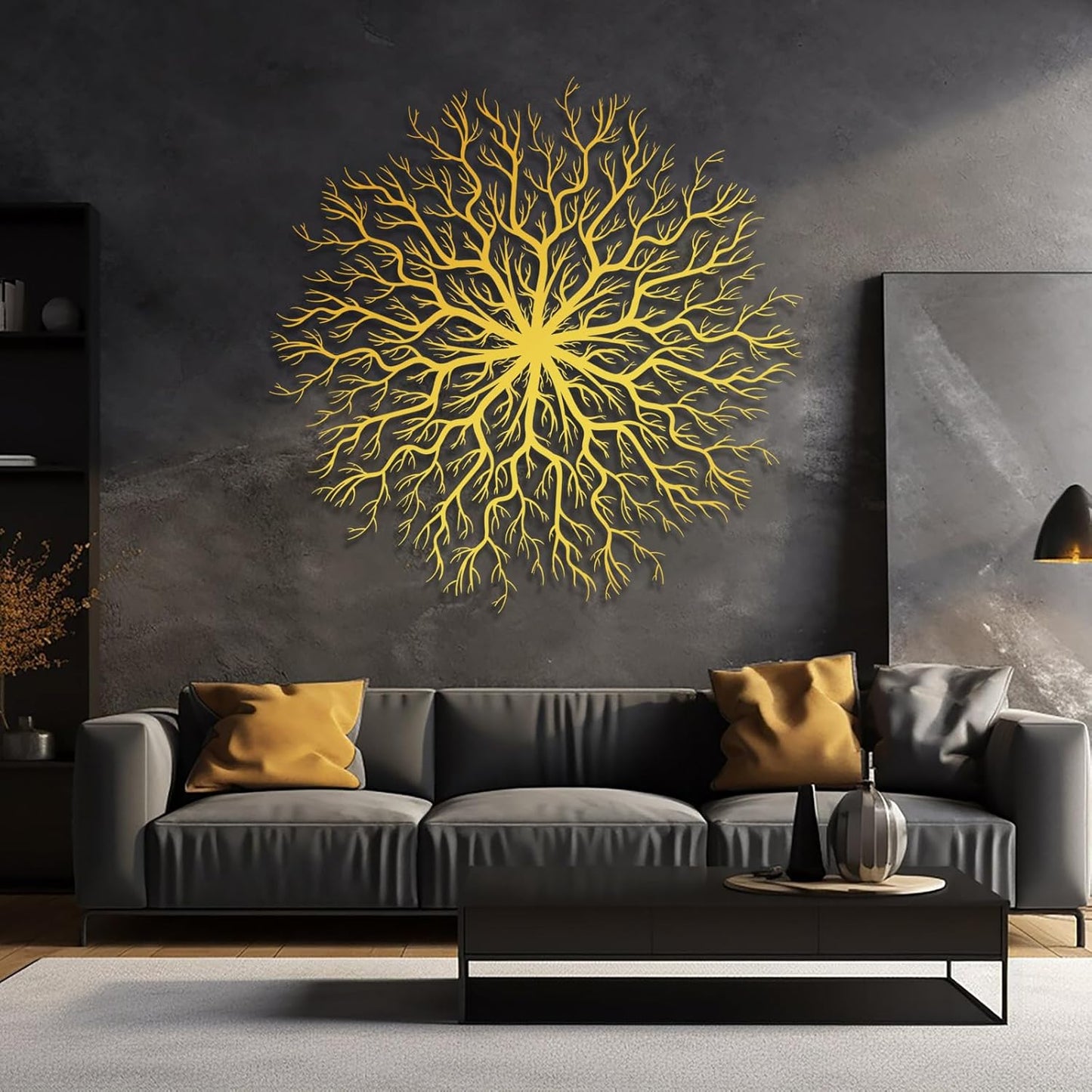 Tree of Life Metal Wall Art, Metal Tree Wall Art, Large Round Sculpture, Round Branch Wall Decor, Large Branch Artwork, Nature Sign, Wall Decor for Living Room, Housewarming Gift (White, 19"x19"|47x47cm)