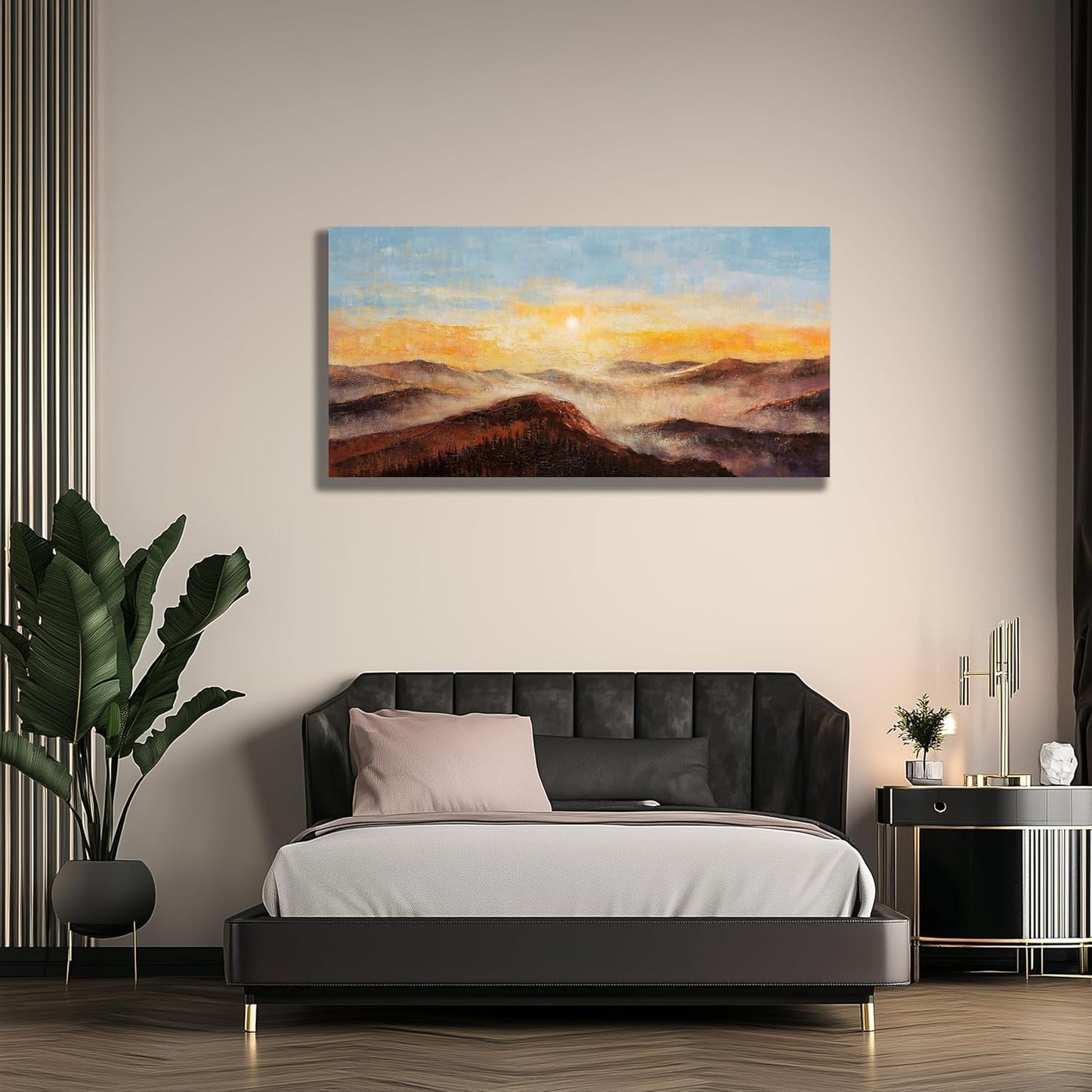 Belmrxne Mountain Wall Art Pink and Black Wall Decor Wall Prints Aesthetic Space Wall Art for Living Room Bedroom Dining Room Office Home Decor 20x40 inch