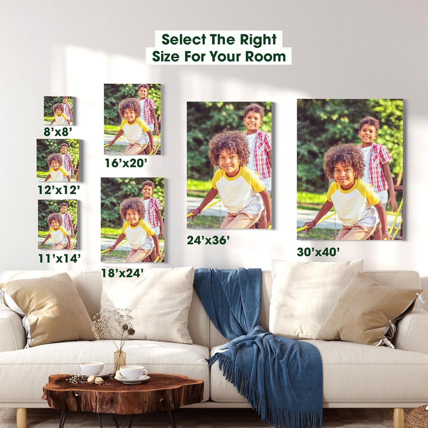 Custom Canvas Prints with Your Photos – Personalized Picture To Canvas Wall Art, Perfect for Home Decor, Gifts & Keepsakes, Ready to Hang (11" L x 14" W x .75”D, Classic Black)