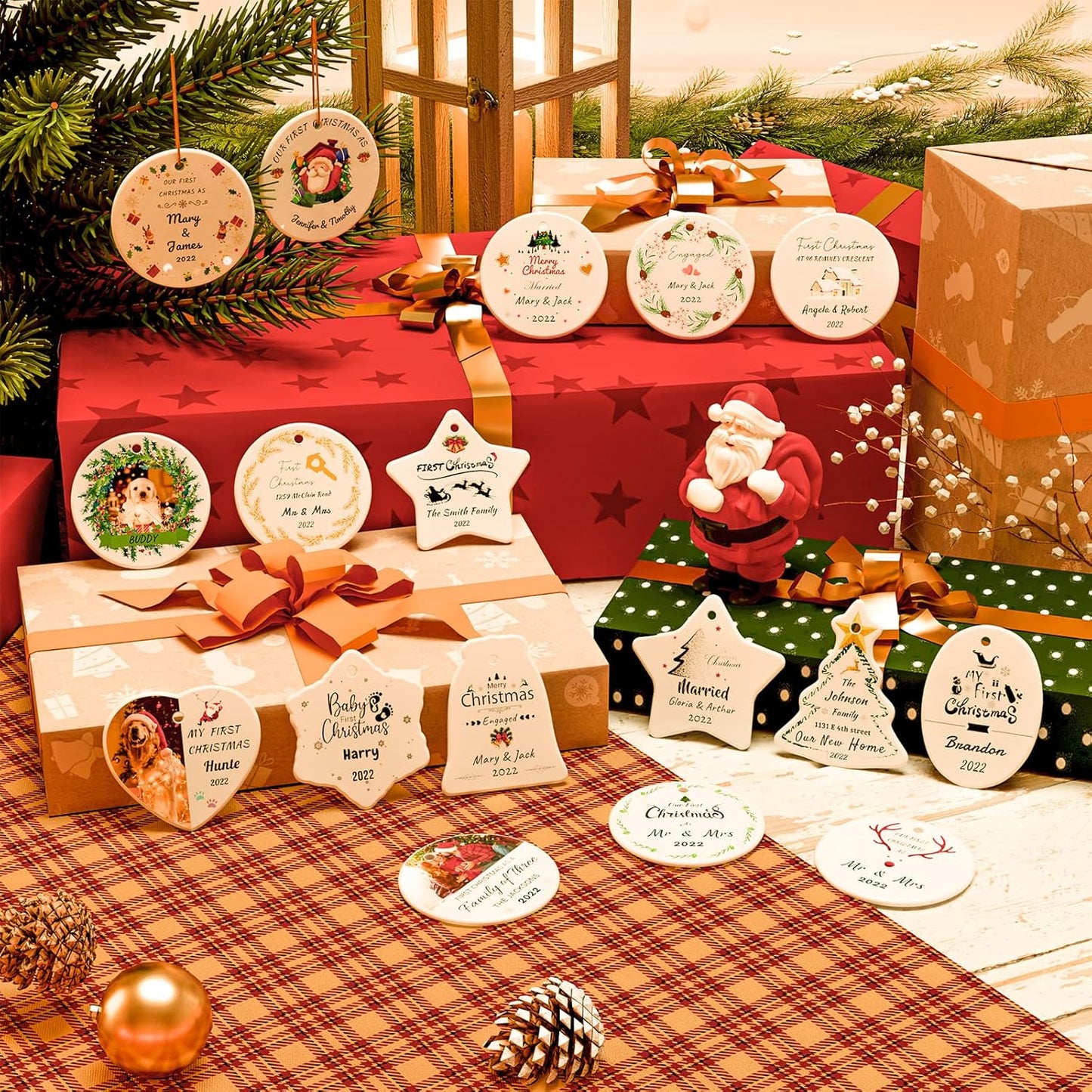 Personalized Christmas Ornaments with Photo - Custom Picture Text Ornaments for Christmas 2024, Customized Ceramic Xmas Tree Decor, for Kids, Mom, Dad, Friends, Lovers by Bemaystar