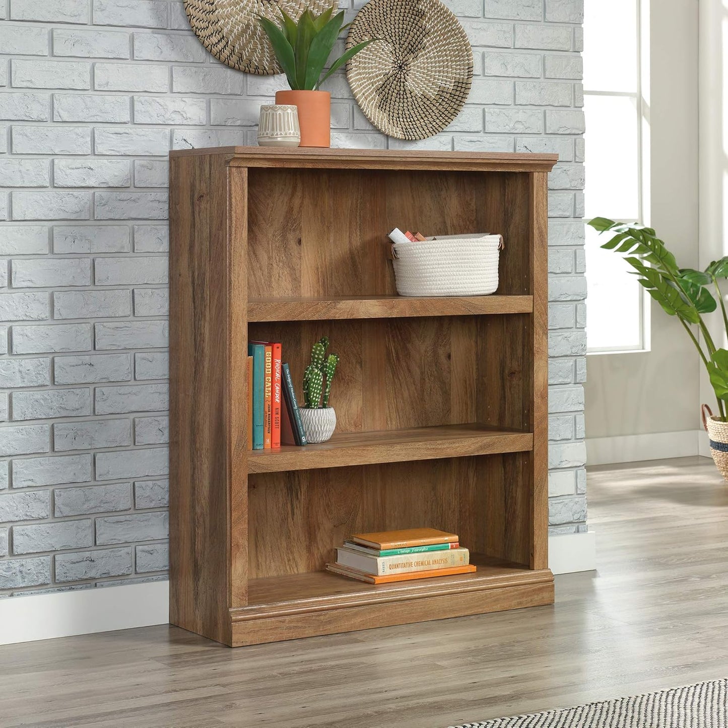 Sauder Miscellaneous Storage 3-Shelf Bookcase/ Book shelf, Sindoori Mango finish