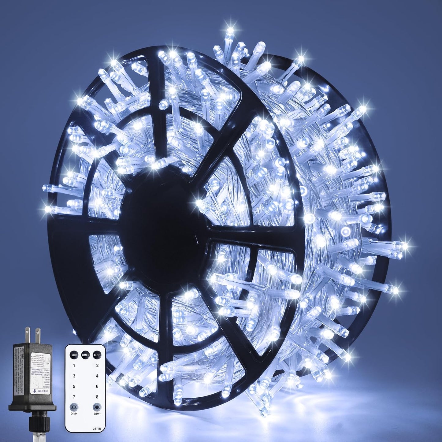 JMEXSUSS 168FT 600 LED White String Lights Outdoor Waterproof with Remote Indoor Christmas String Lights Cool White Christmas Tree Lights Plug in for Room Wedding Holiday Christmas Decorations