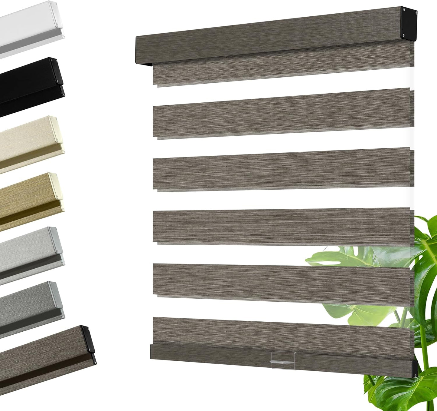 Cordless Zebra Blinds for Windows, Blackout Interior Blinds,Easy to Install,UV Protection,for Offices and Home,Custom Roller Shades, Mousse Dark Bown,33" W x 72" H
