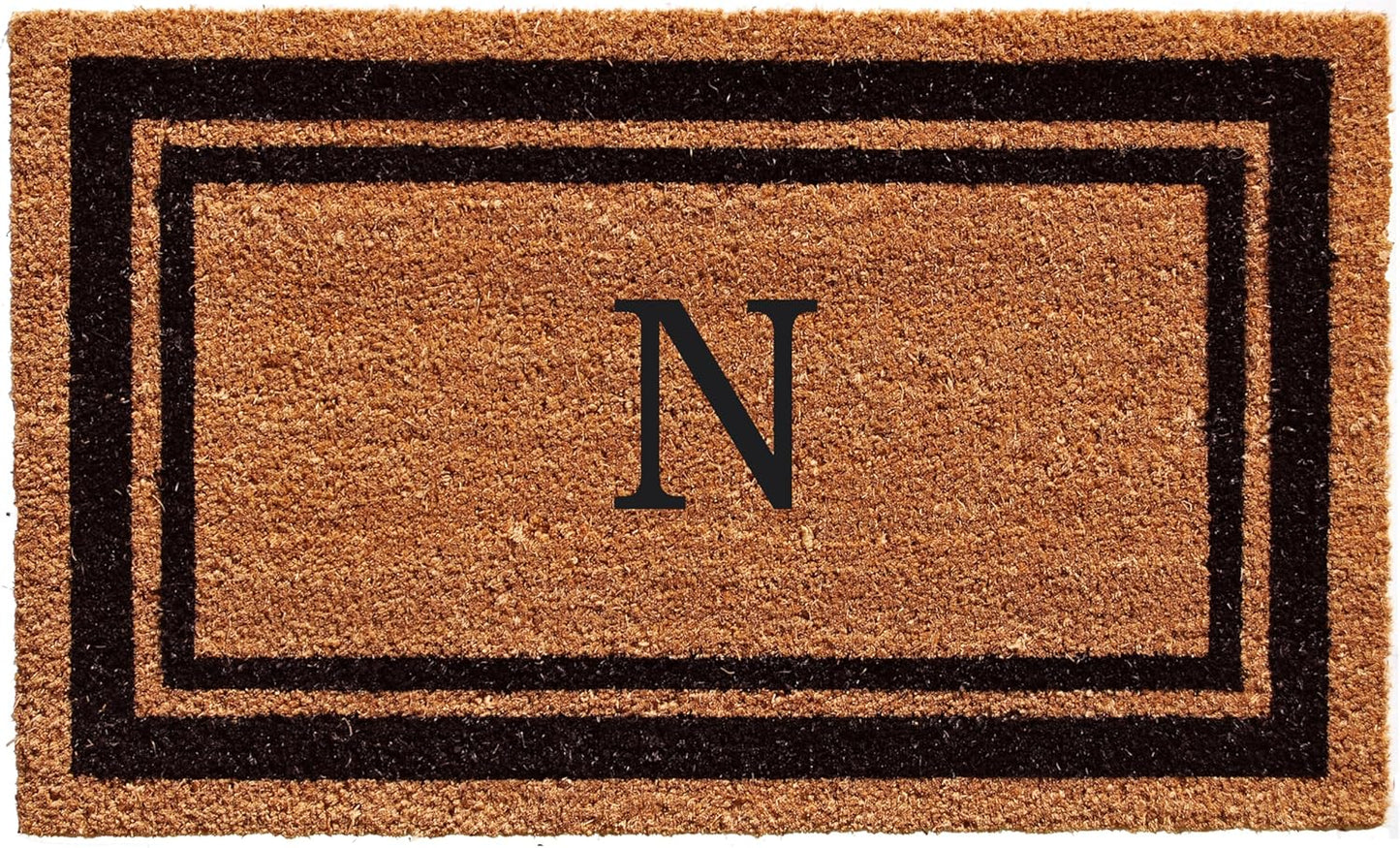 Calloway Mills 152963672N Black Border 36" x 72" Monogram Doormat Letter (N)
