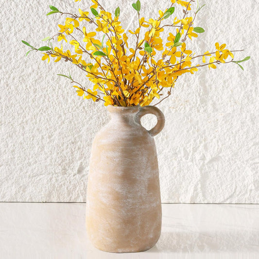 Ceramic Rustic Vase, 12.8" Large Flower Vases Home Decor for Pampas Farmhouse Decorative Pottery Clay Vase for Mantel Entryway Table Living Room Kitchen Bathroom Bedroom