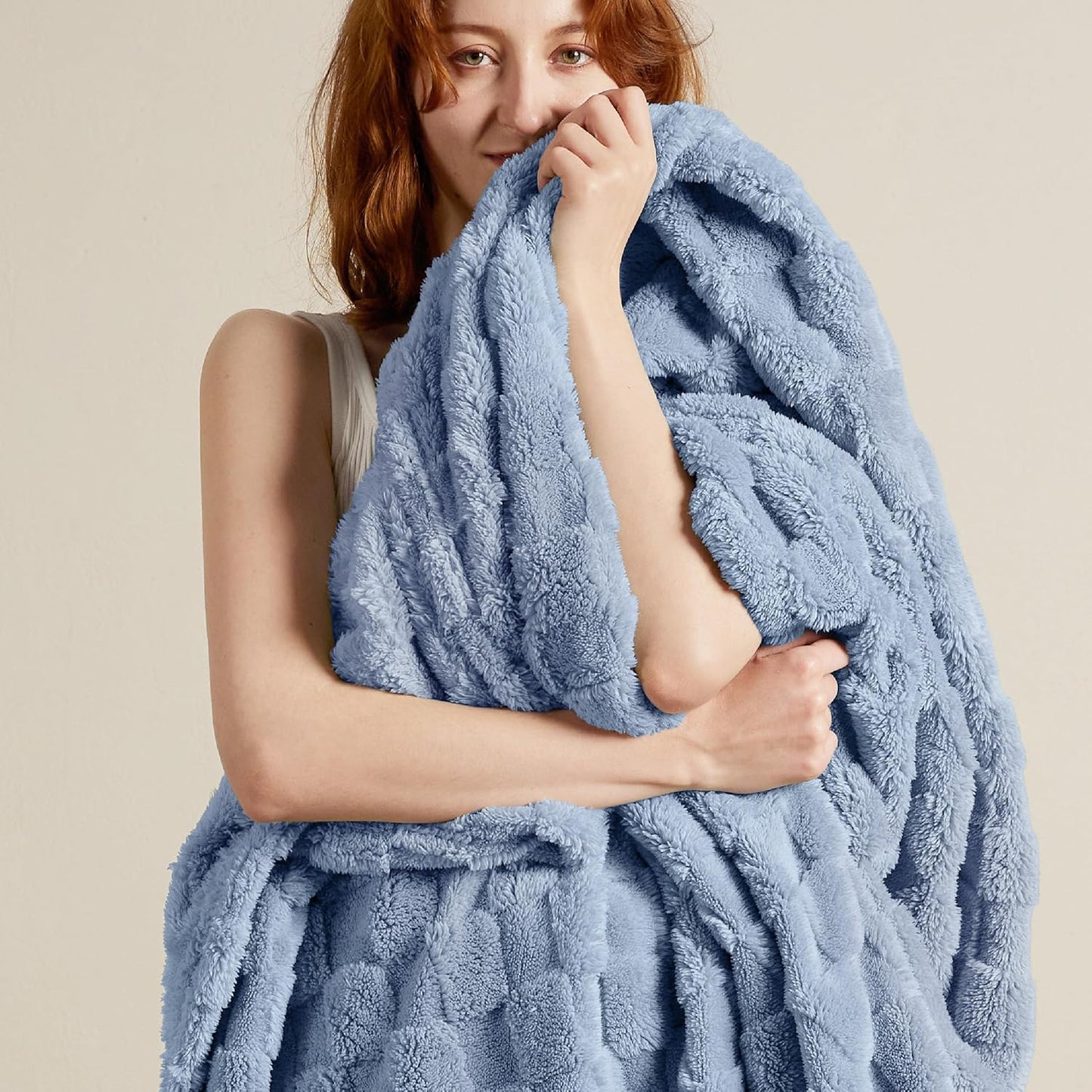 Bedsure GentleSoft Ashley Blue Throw Blanket for Couch - Checkered Fleece Blankets Gifts for Women Men Girls, Cute Soft Cozy Throw for Bedroom Home Decor Gifts, 50x60 Inches
