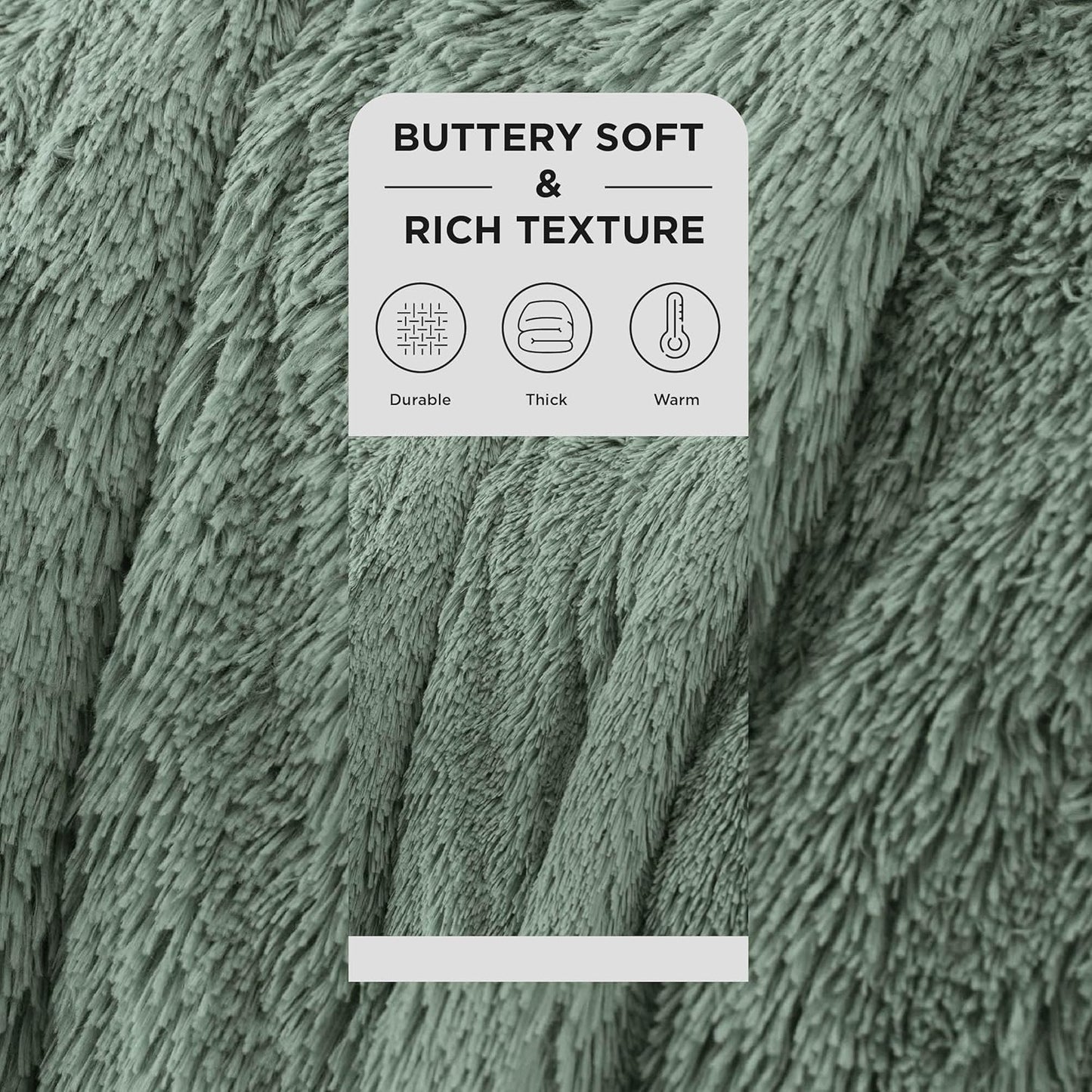 Bedsure GentleSoft Fluffy Sage Green Blankets Queen Size for Bed, Thick Sherpa Faux Fur Fleece Fuzzy Plush Winter Warm Soft Queen Blankets, Bedroom Decor Sage Green Cozy Gifts for Women Men, 90x90