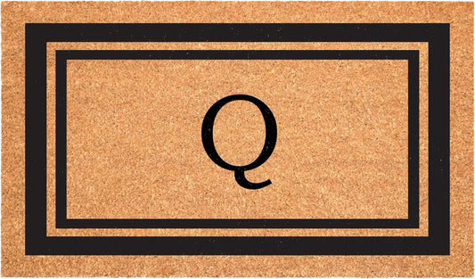 Calloway Mills 152962448 Black Border 24" x 48" Monogram Doormat (Letter Q)