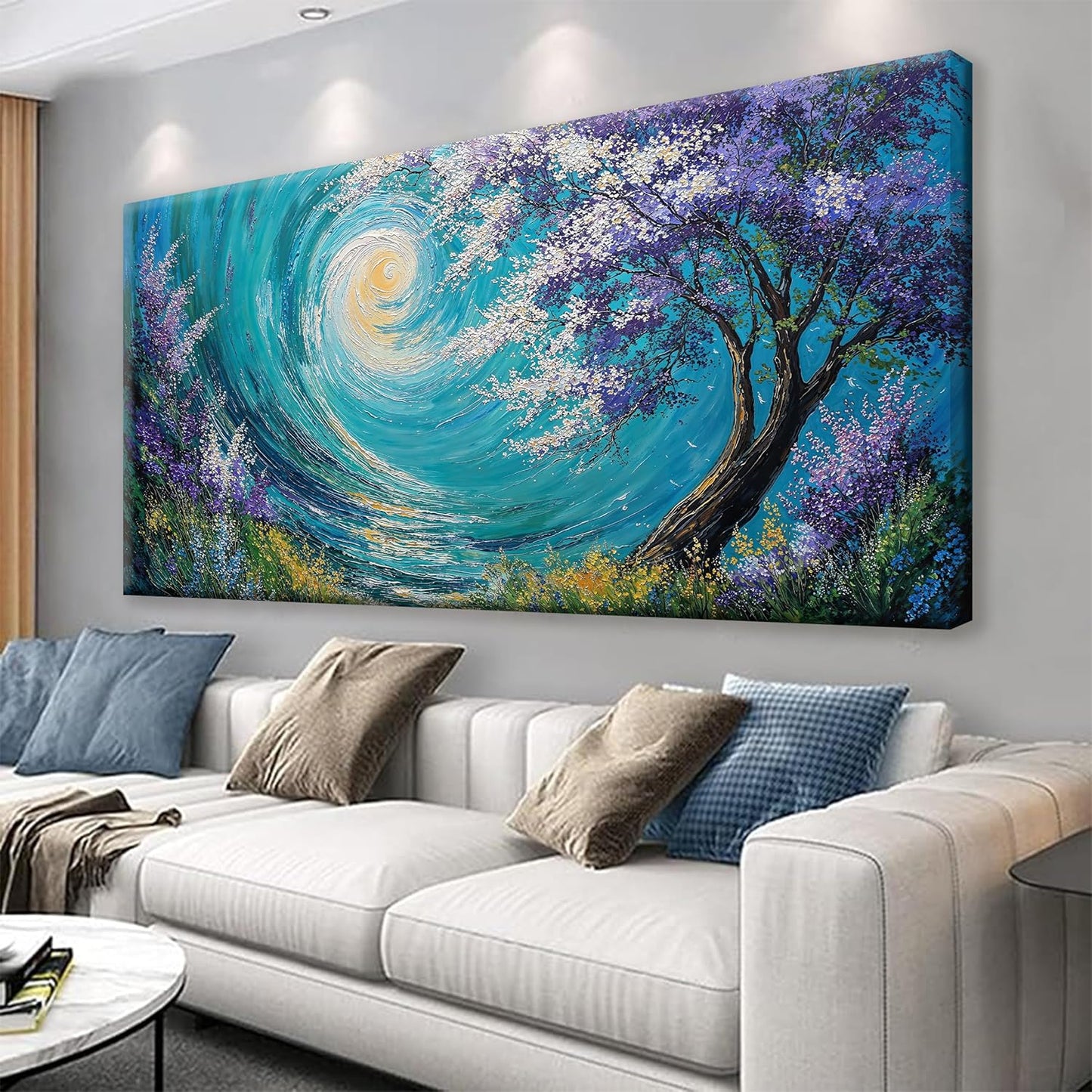 Abstract Wall Art For Living Room Decorations Large Purple Tree Abstract Wall Decor Canvas Art Wall Decor Picture For Bedroom Kitchen Office Home Artwork 29 X 58 Inch