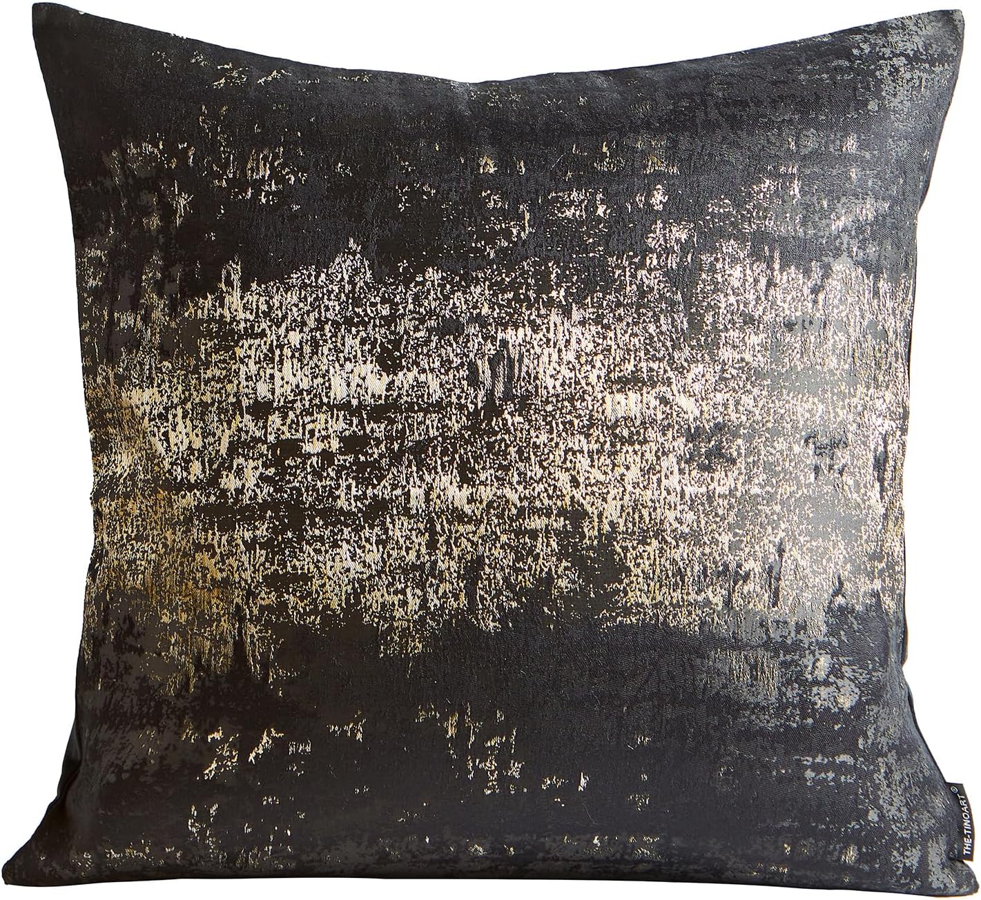 THE-TINOART Black & Gold Modern Luxury Pillow Cover 18x18 - Jacquard Embroidery with Metallic Thread, Reversible Decorative Throw Pillow Cover for Sofa/Bed, Velvet Backing