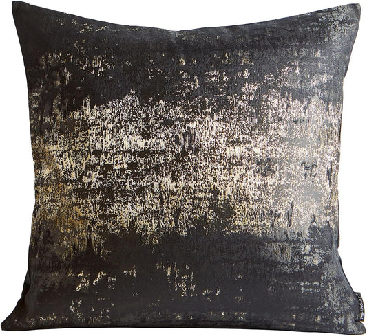 THE-TINOART Black & Gold Modern Luxury Pillow Cover 18x18 - Jacquard Embroidery with Metallic Thread, Reversible Decorative Throw Pillow Cover for Sofa/Bed, Velvet Backing