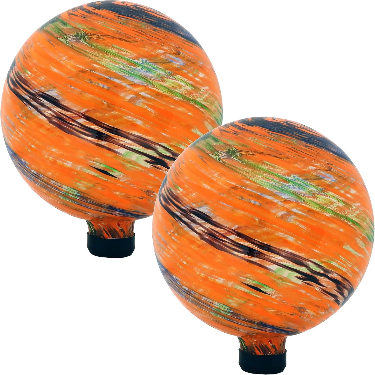 Sunnydaze 10-Inch Gazing Ball for Garden - Glass Gazing Globe for Outside - Garden Orb Yard Decor - Sunset Sky - Set of 2