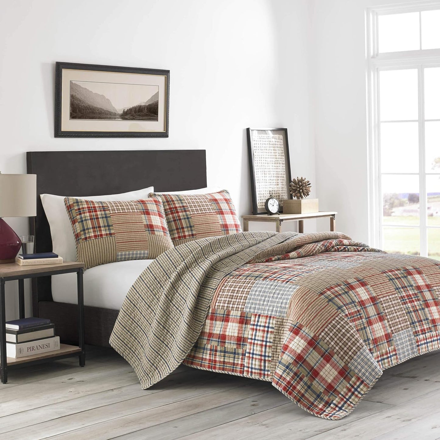 Eddie Bauer - Twin Quilt Set, Reversible Cotton Bedding with Matching Sham, Medium-Weight for Year Round Use, Dorm Essentials (Hawthorne Brown)