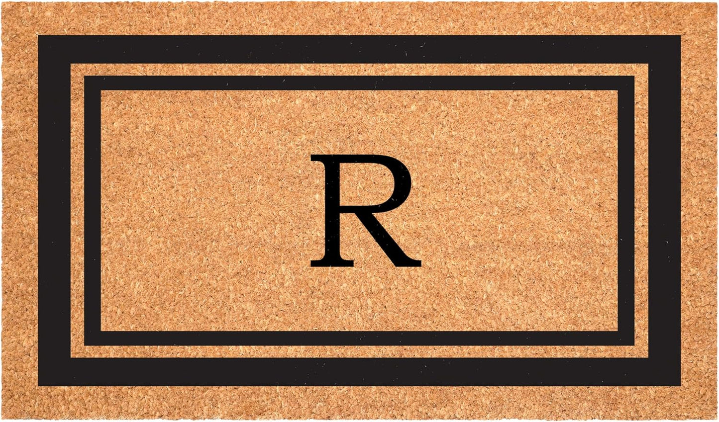 Calloway Mills 152962448 Black Border 24" x 48" Monogram Doormat (Letter R)