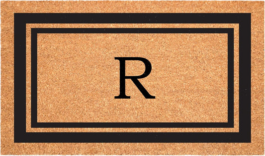 Calloway Mills 152962448 Black Border 24" x 48" Monogram Doormat (Letter R)