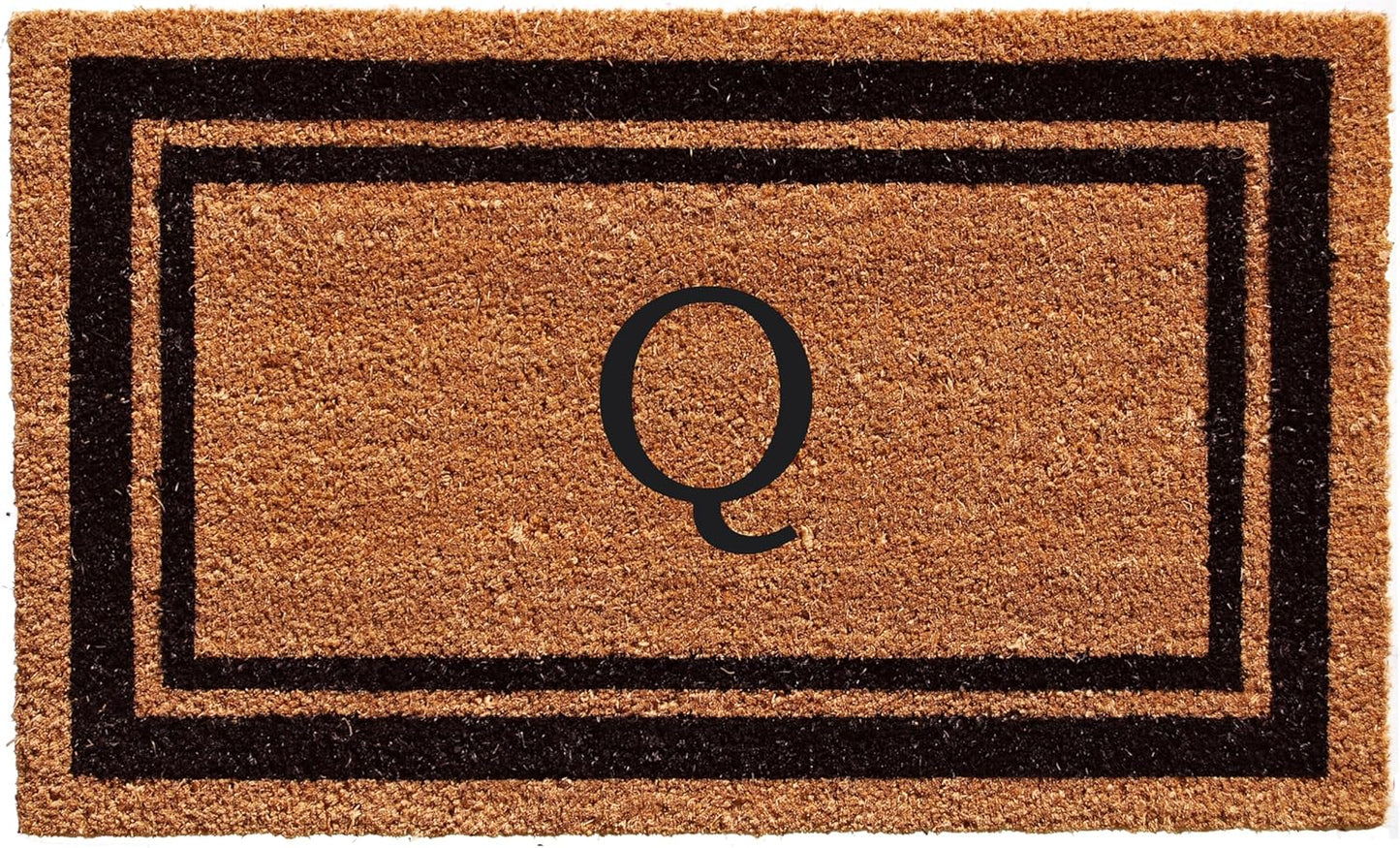Calloway Mills 152963672Q Black Border 36" x 72" Monogram Doormat Letter (Q)