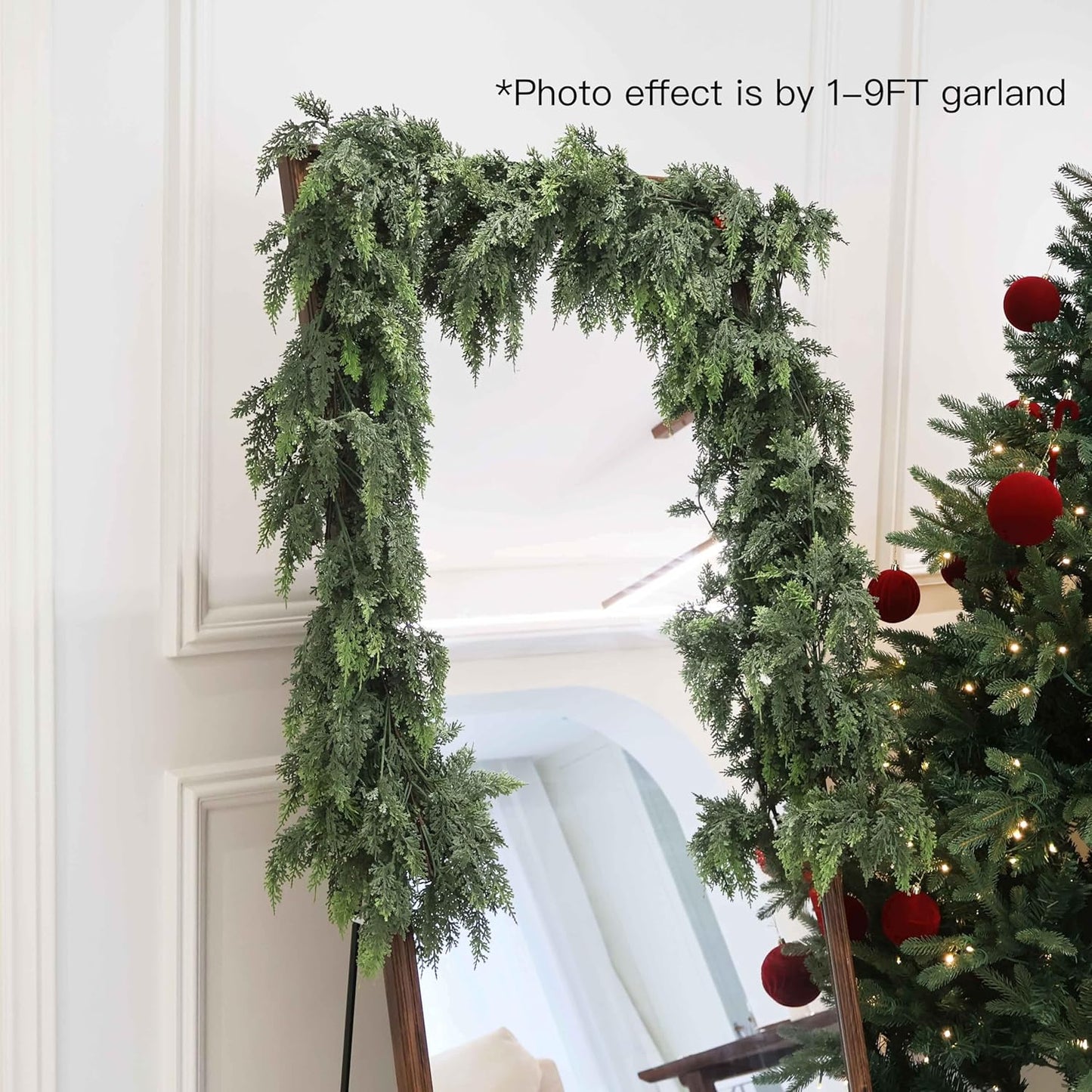 Christmas Cedar Garland Artificial Real Touch Thickness Realistic Greenery Pine Garland for Mantle Fireplace Outdoor Indoor Christmas Decorations 6FT