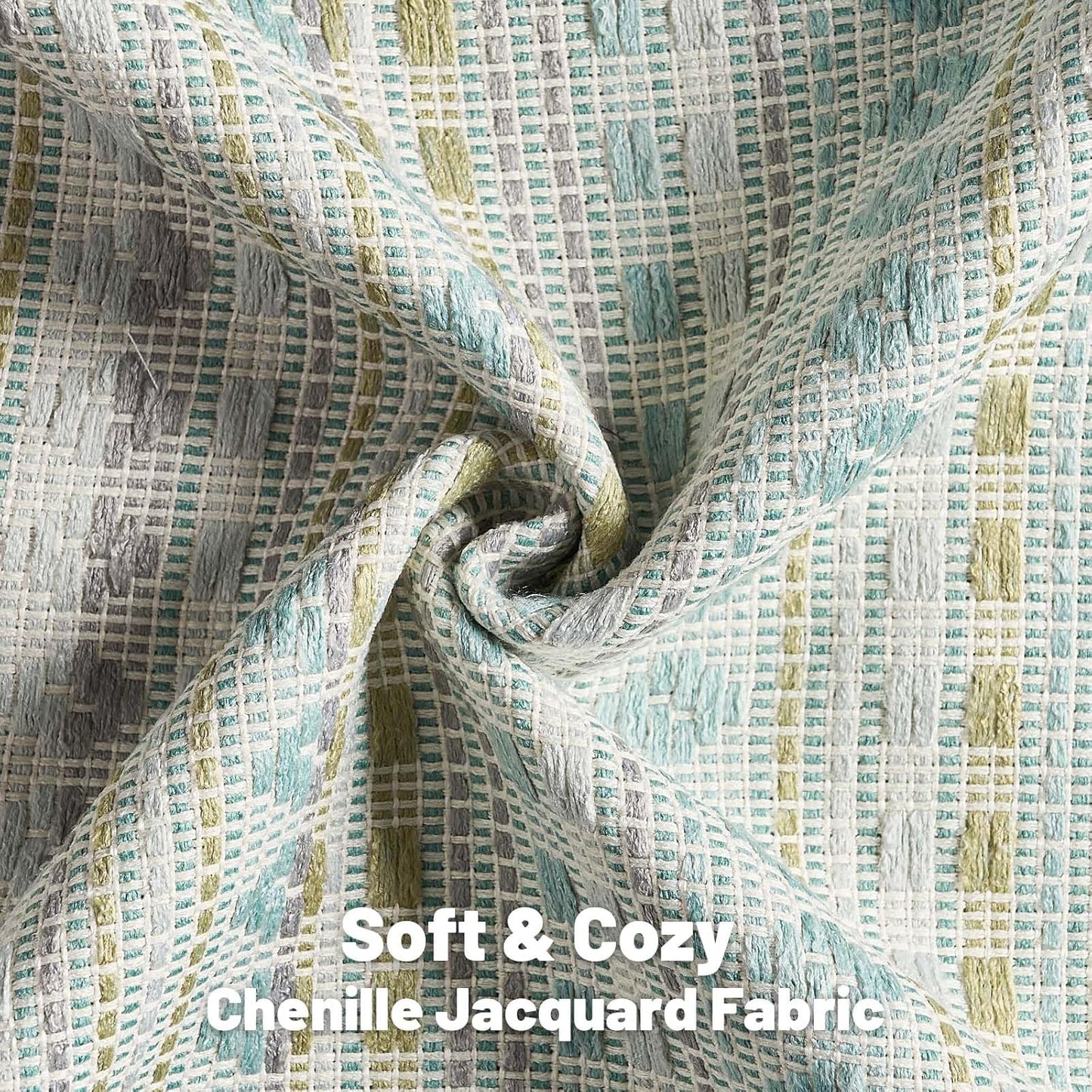 FUTEI Green Blue Decorative Throw Pillow Covers 18x18 Inch Set of 2,Soft Cozy Chenille Jacquard Textured Cushion Case,Boho Home Decor for Couch Bed Living Room