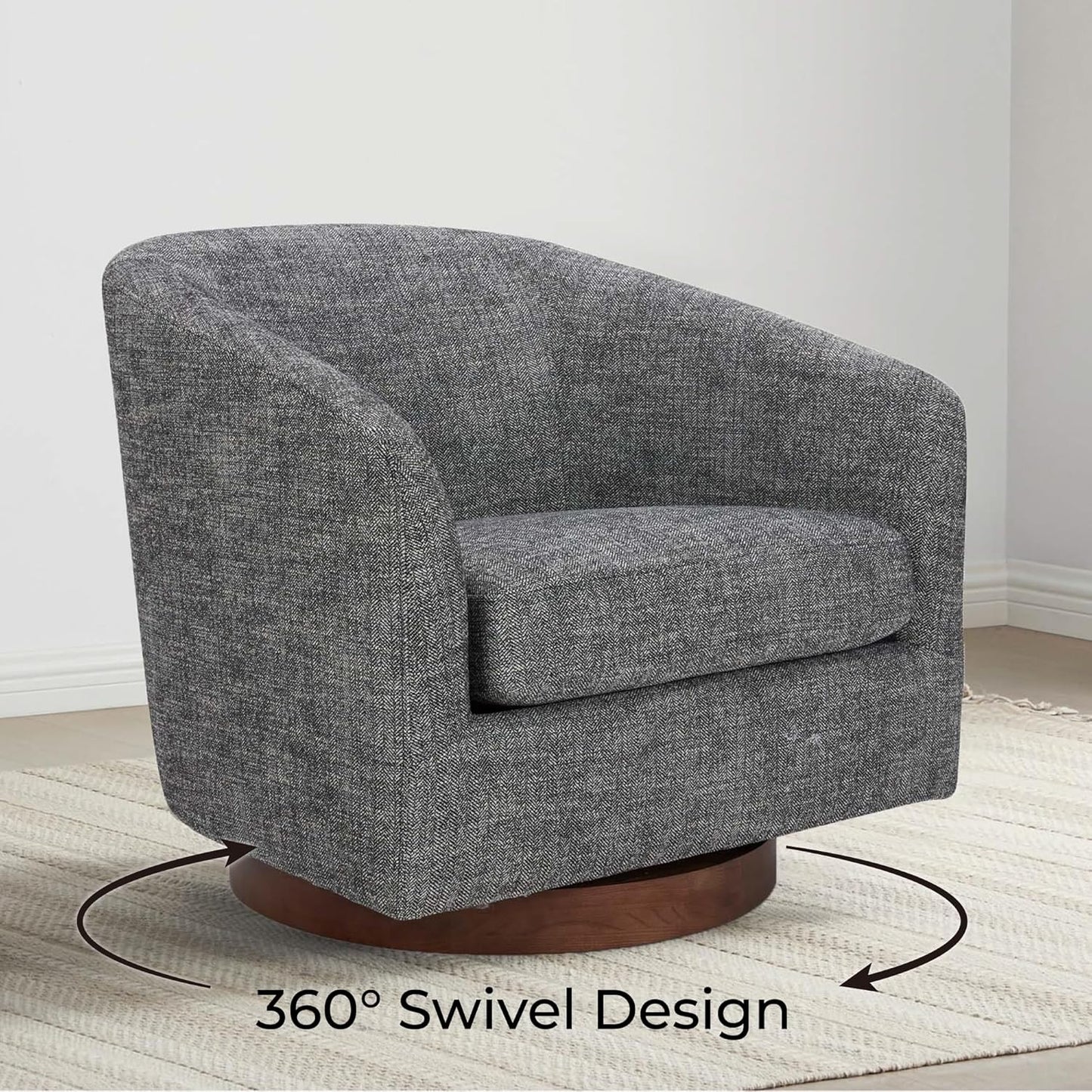 CHITA Swivel Accent Chair, FSC Certified Upholstered Fabric Barrel Chair for Living Room Set of 2, Fully Assembled, Dark Grey