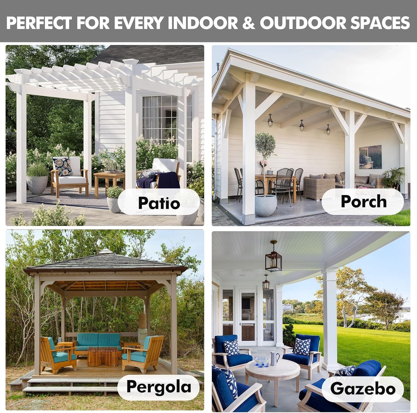 HolidayIdeas 4 Panels Linen Outdoor Curtains for Patio Waterproof Taupe Outside Curtains 110"x84"-Gazebo Wide Curtains Weighted Privacy for Pergola, Porch, Cabana, Living Room, Backyard, Pavilion