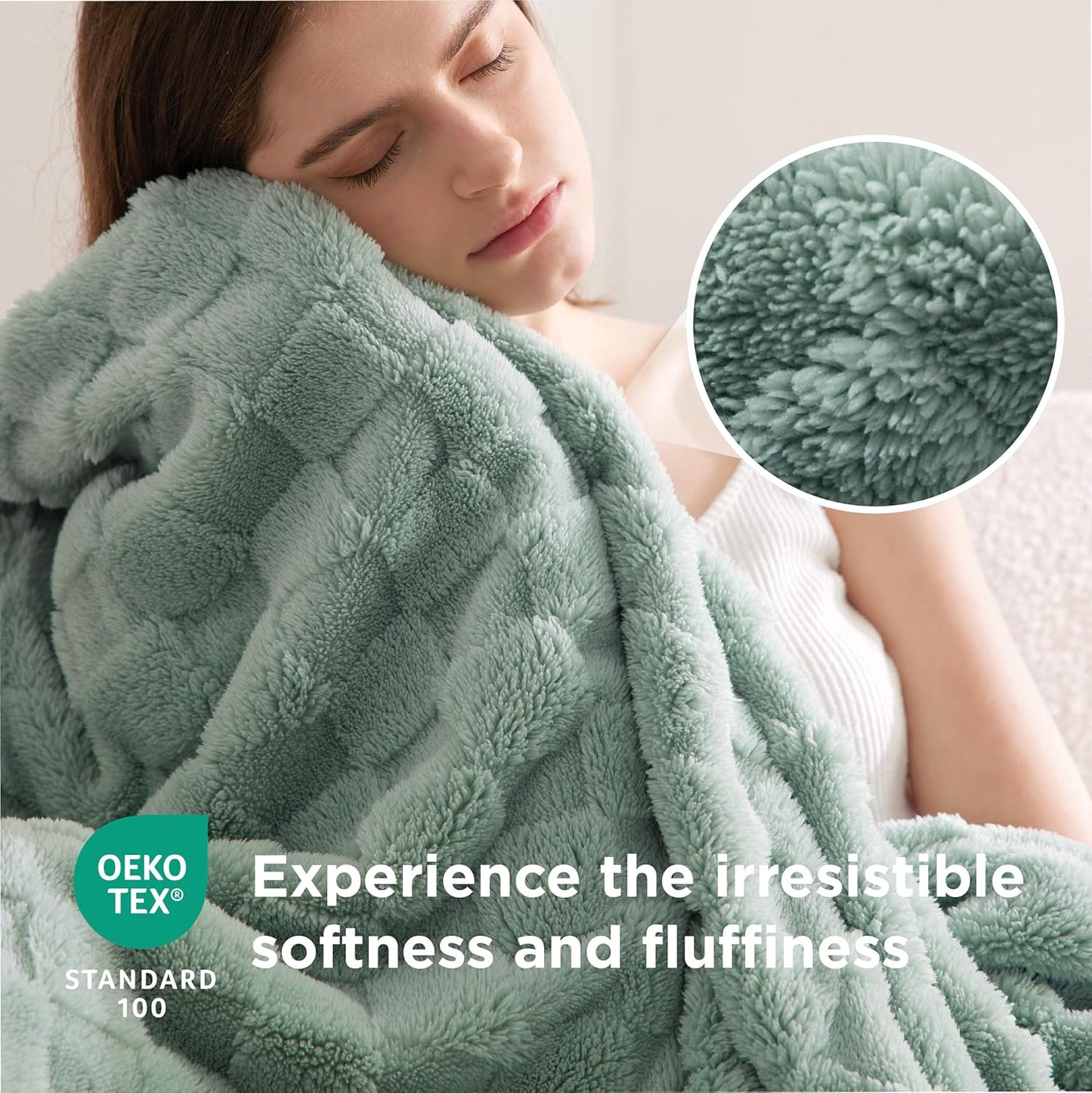 Bedsure GentleSoft Sage Green Throw Blanket for Couch - Super Soft Cozy Blankets Gifts for Women Men Girls, Cute Small Fleece Throws for Bedroom Home Decor, 50x70 Inches
