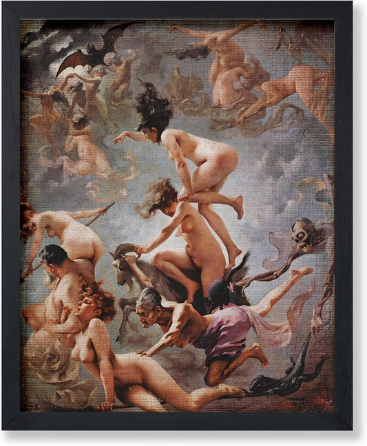 Poster Master Vintage Witches Going to their Sabbath Poster - Retro Naked Witches Print - Halloween Art - Pagan Art - Gift for Men & Women - Gothic Decor for Bedroom or Dorm - 8x10 UNFRAMED Wall Art