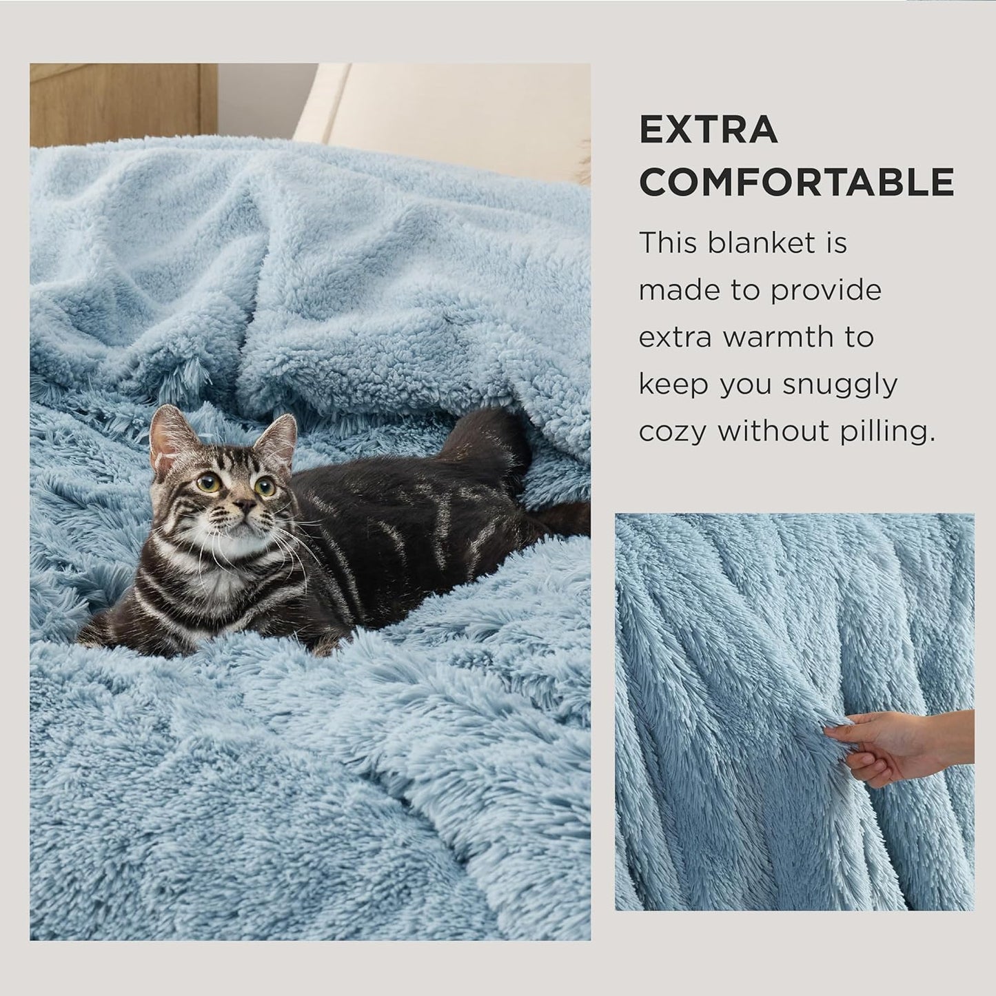 Bedsure GentleSoft Fluffy Light Sky Blue Throw Blanket, Dusty Baby Blue Decor Gifts for Women Men, Soft Cozy Fuzzy Plush Warm Minky Thick Sherpa Fleece Faux Fur Throw Blanket for Couch Bed, 50x60