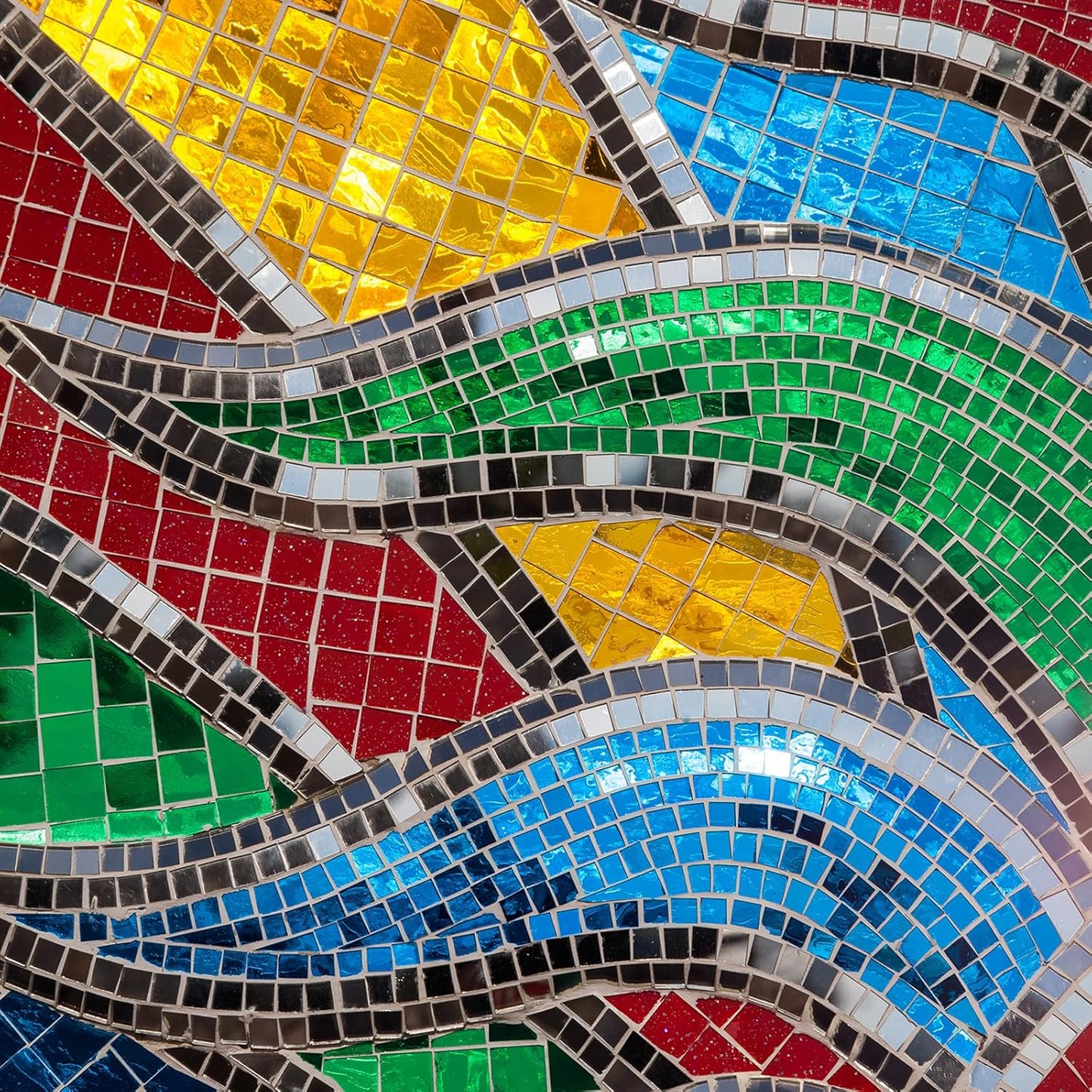 MECCANIXITY Self Adhesive Glass Mirror Mosaic Tiles 3200 Pcs 5 x 5 mm Disco Tiles for Craft Decoration Glass Mirror Disco Ball 2 Rolls (Green/Silver)