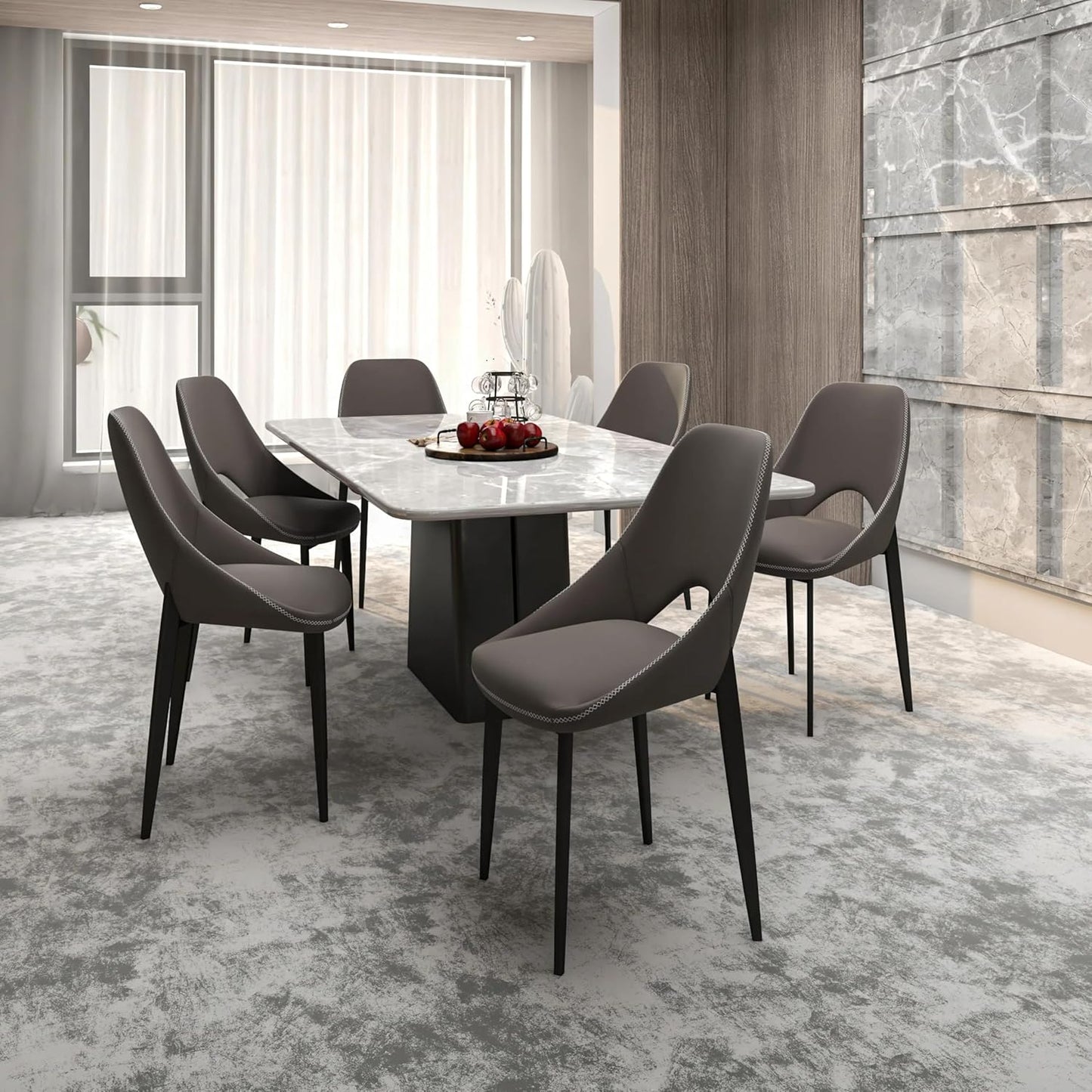 LeisureMod Amalfi Upholstered Fabric Dining Chair – Modern Side Chair with Iron Legs, Mid-Century Accent Chair for Dining Room or Kitchen