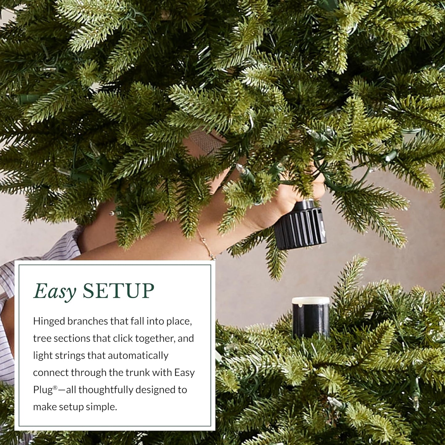 Balsam Hill 7.5ft Pre-Lit Classic Blue Spruce - Artificial Christmas Tree with 1000 Clear Incandescent Lights, Easy Plug Technology, Premium Stand & Storage Bag for Indoor Holiday Decorating